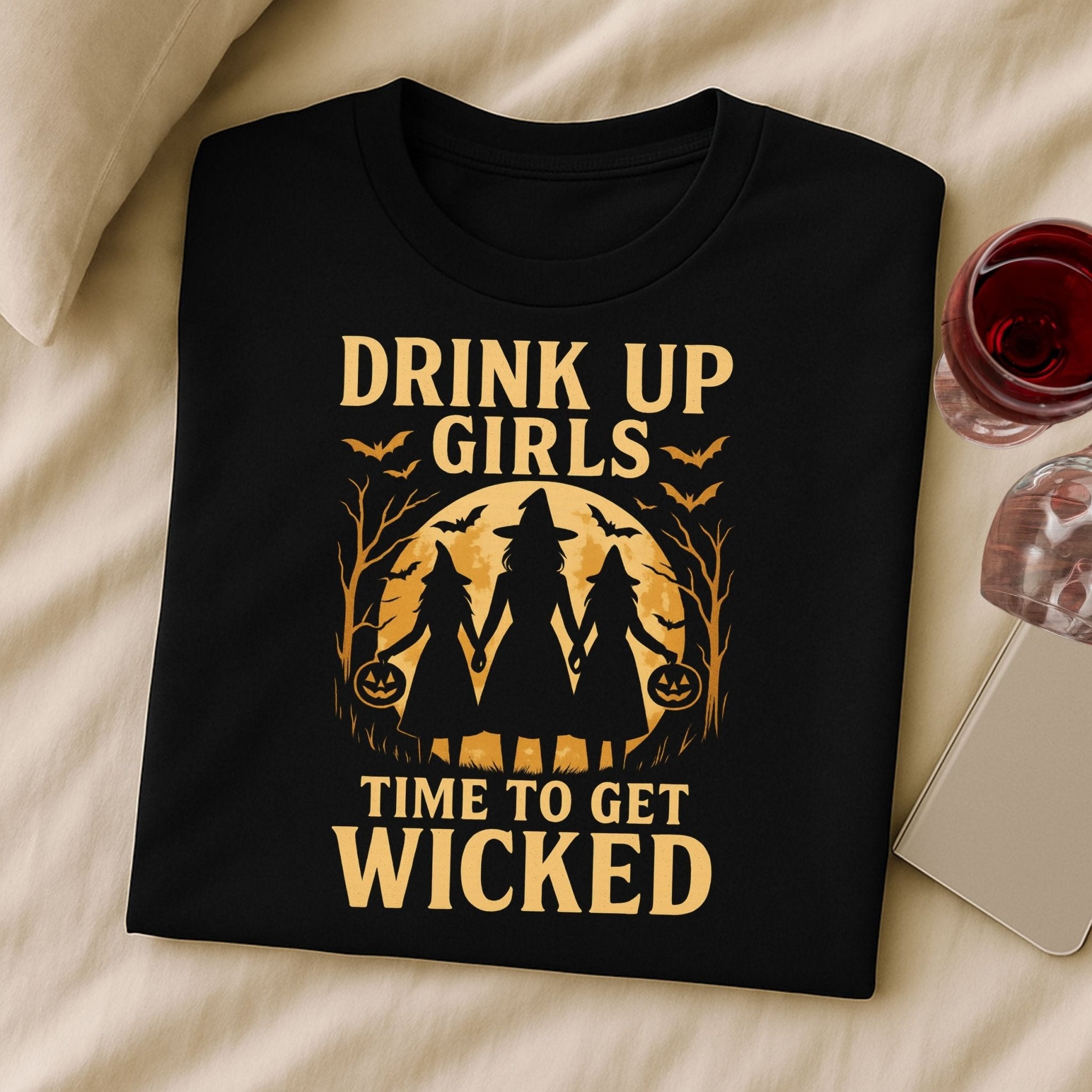 Drink Up Girls Halloween Shirt, Witches Wine Party Tee - Craig Michael Design