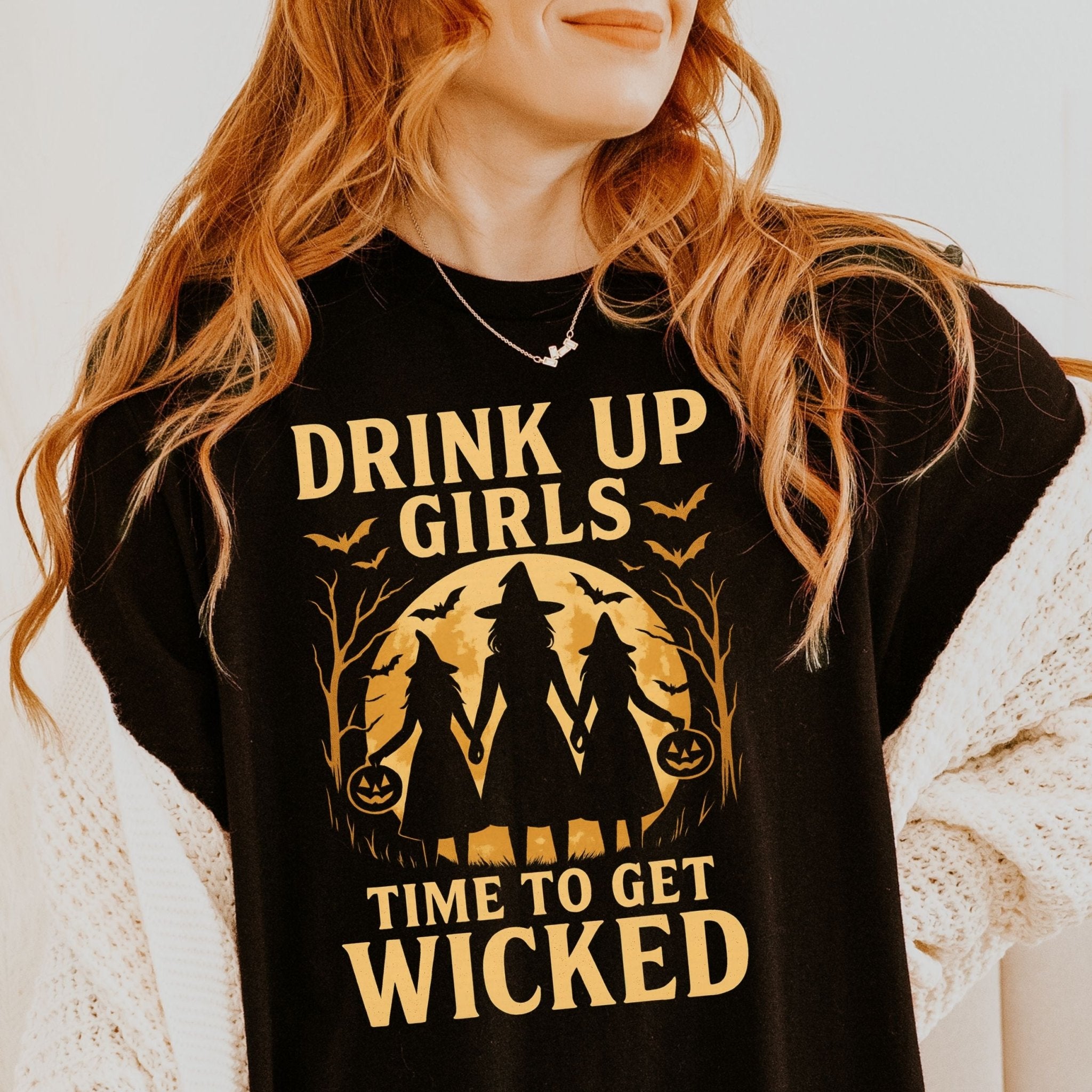Drink Up Girls Halloween Shirt, Witches Wine Party Tee - Craig Michael Design
