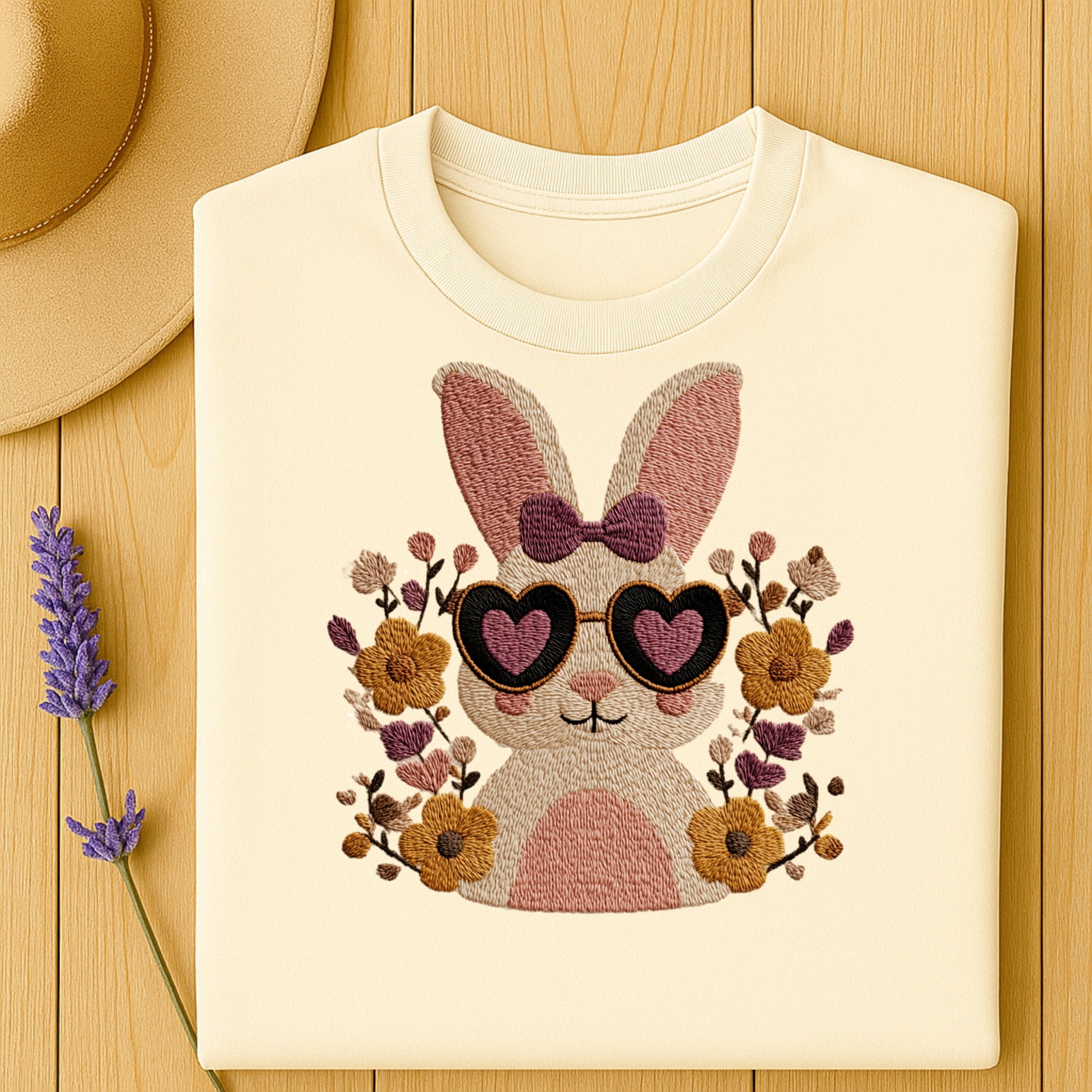 Cute Bunny with Sunglasses and Flowers T-Shirt