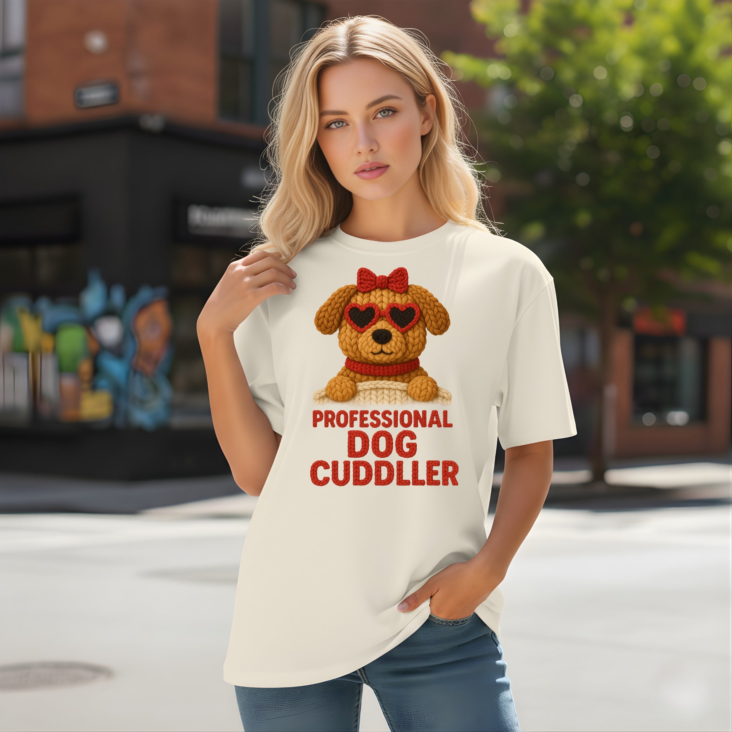 Professional Dog Cuddler Shirt with Cute Dog Design