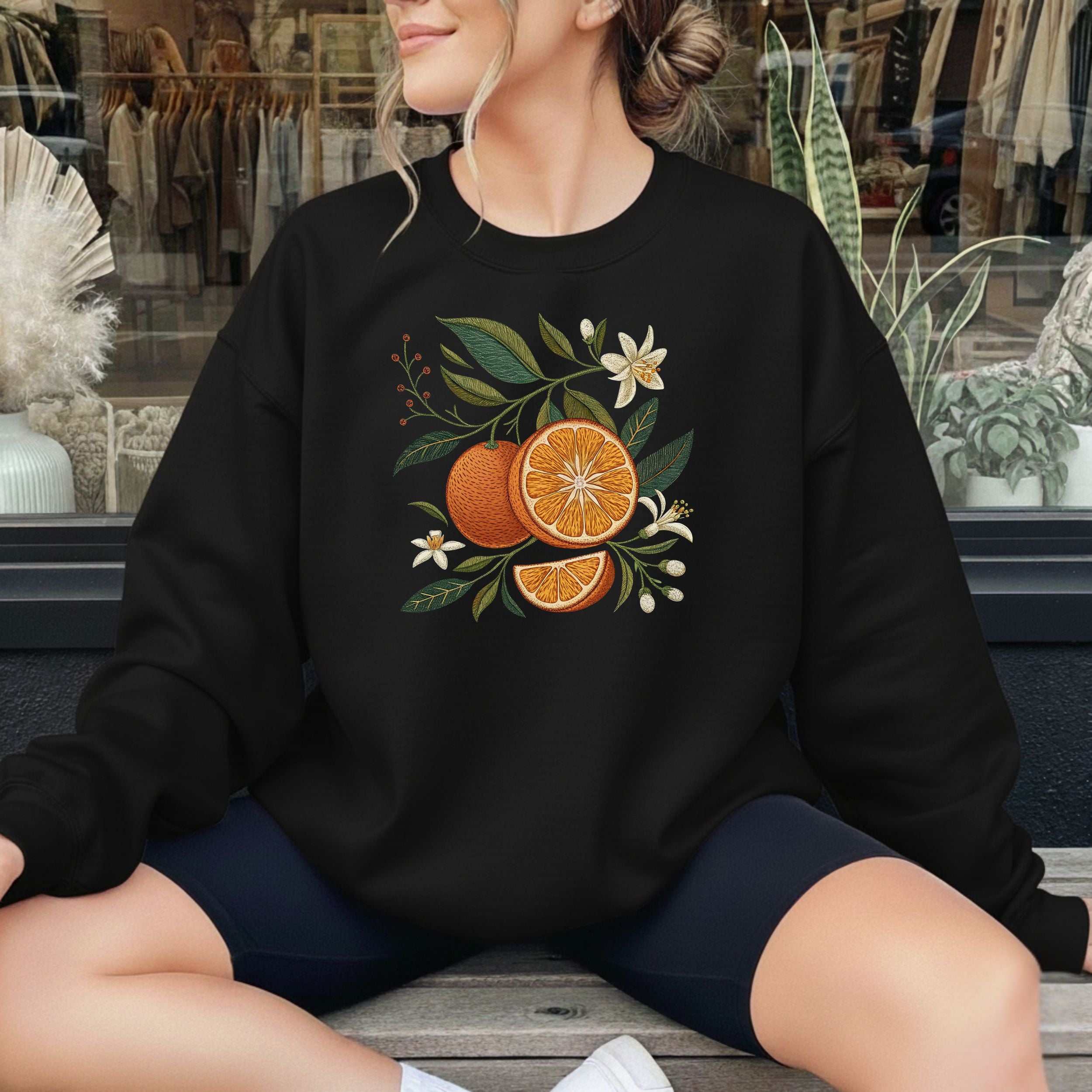 Orange Blossom Floral Design Sweatshirt Product