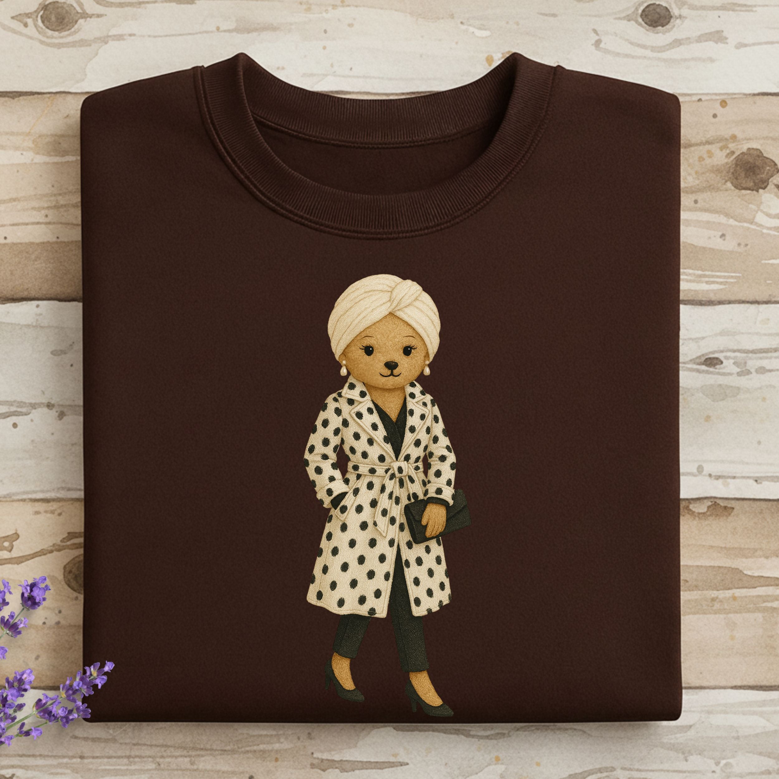 Stylish Bear with Polka Dot Coat Graphic Shirt