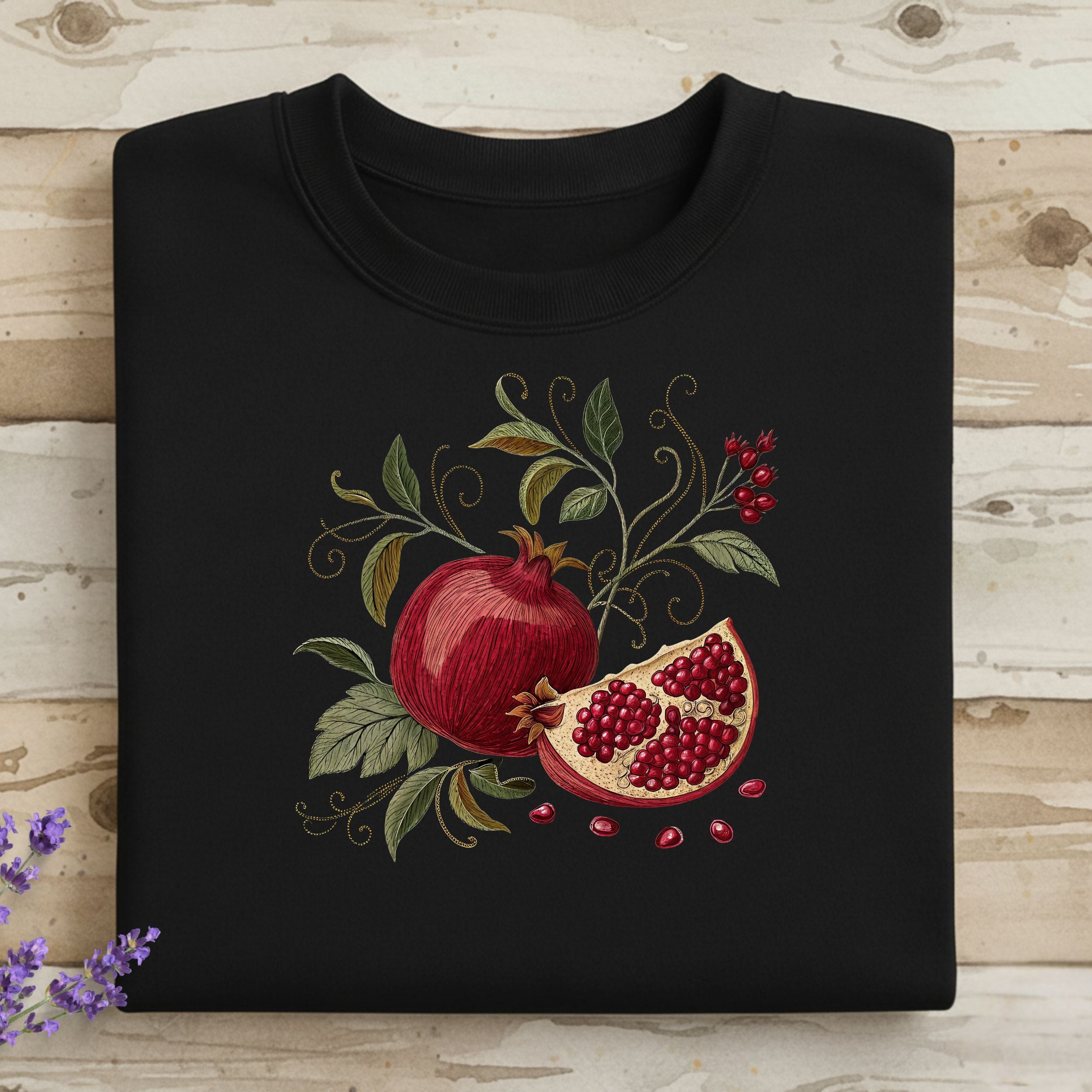 Pomegranate and Leaves Artistic Design Sweatshirt