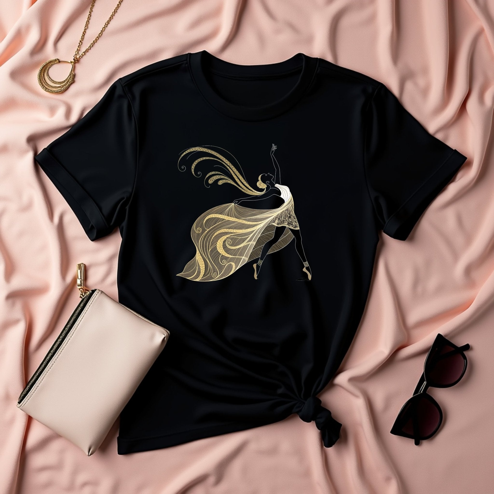 Elegant Dancing Figure T-Shirt, Unique Art Print Tee, Stylish Graphic Shirt, Artistic Apparel, Dance Lovers Gift, Fashion Statement - Craig Michael Design