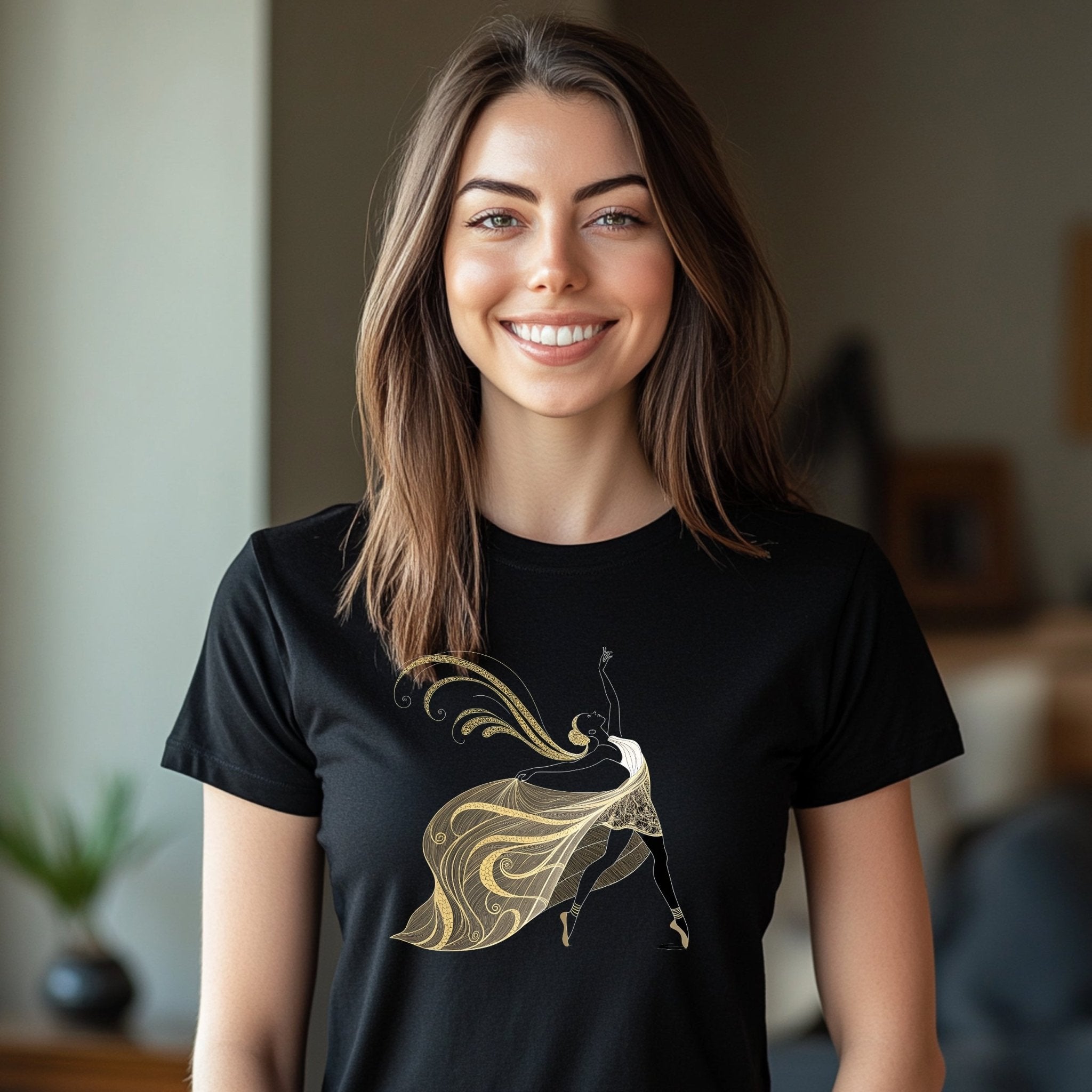 Elegant Dancing Figure T-Shirt, Unique Art Print Tee, Stylish Graphic Shirt, Artistic Apparel, Dance Lovers Gift, Fashion Statement - Craig Michael Design