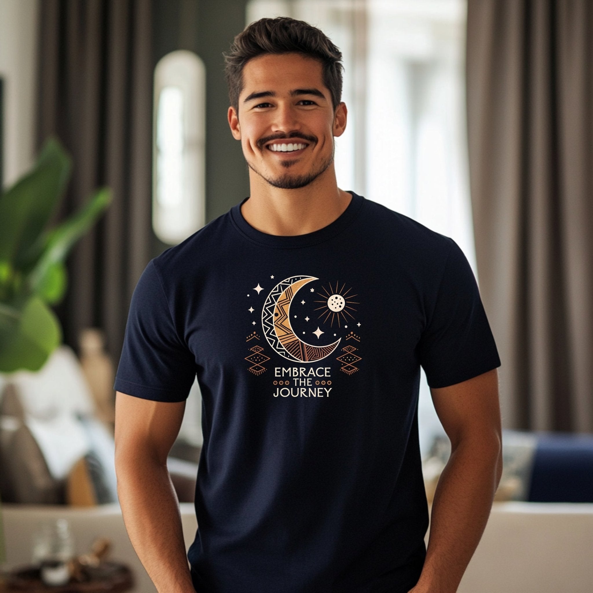 Embrace The Journey T Shirt, Moon and Sun Design Tee, Inspirational Graphic Shirt, Motivational Quote T Shirt, Celestial Themed Top - Craig Michael Design