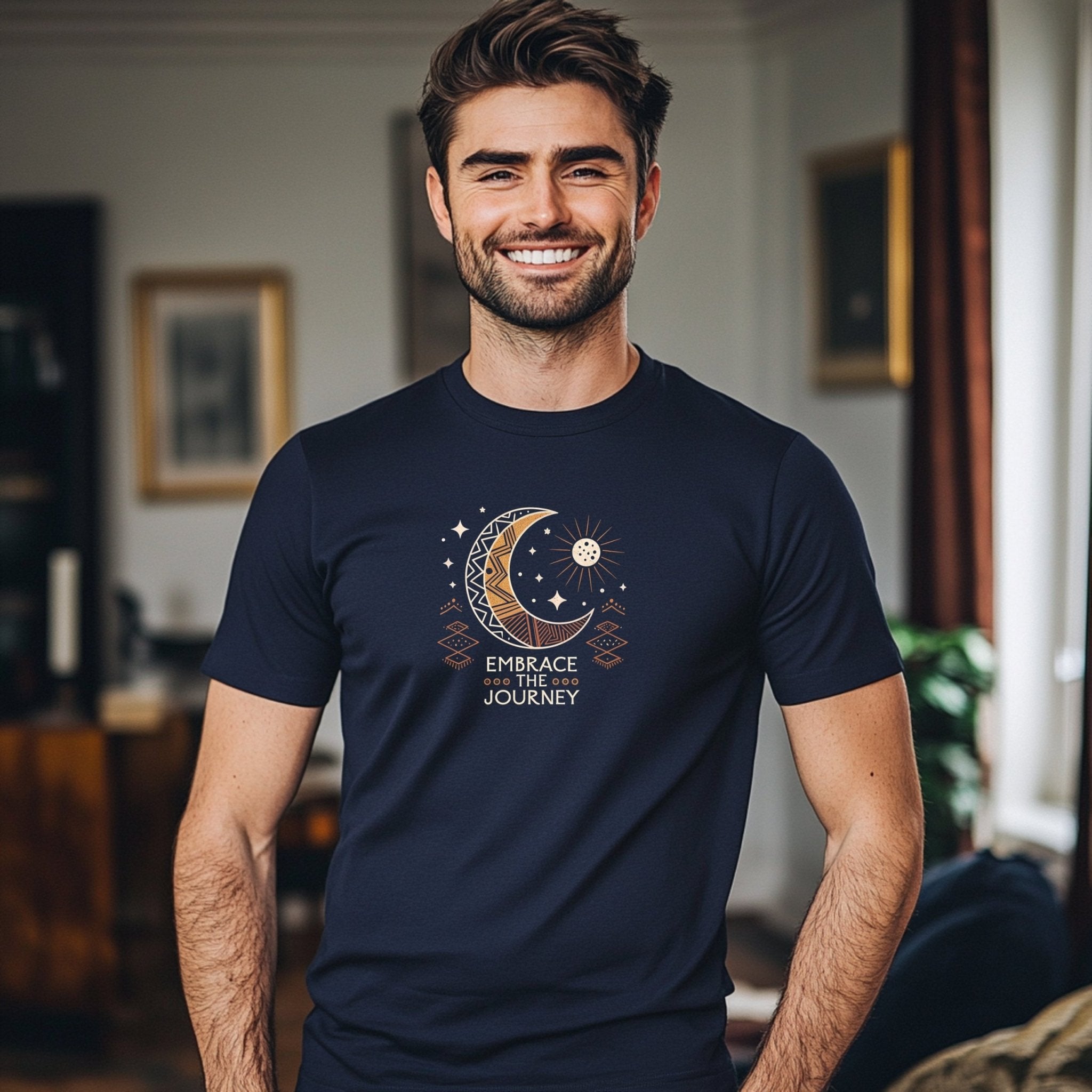 Embrace The Journey T Shirt, Moon and Sun Design Tee, Inspirational Graphic Shirt, Motivational Quote T Shirt, Celestial Themed Top - Craig Michael Design