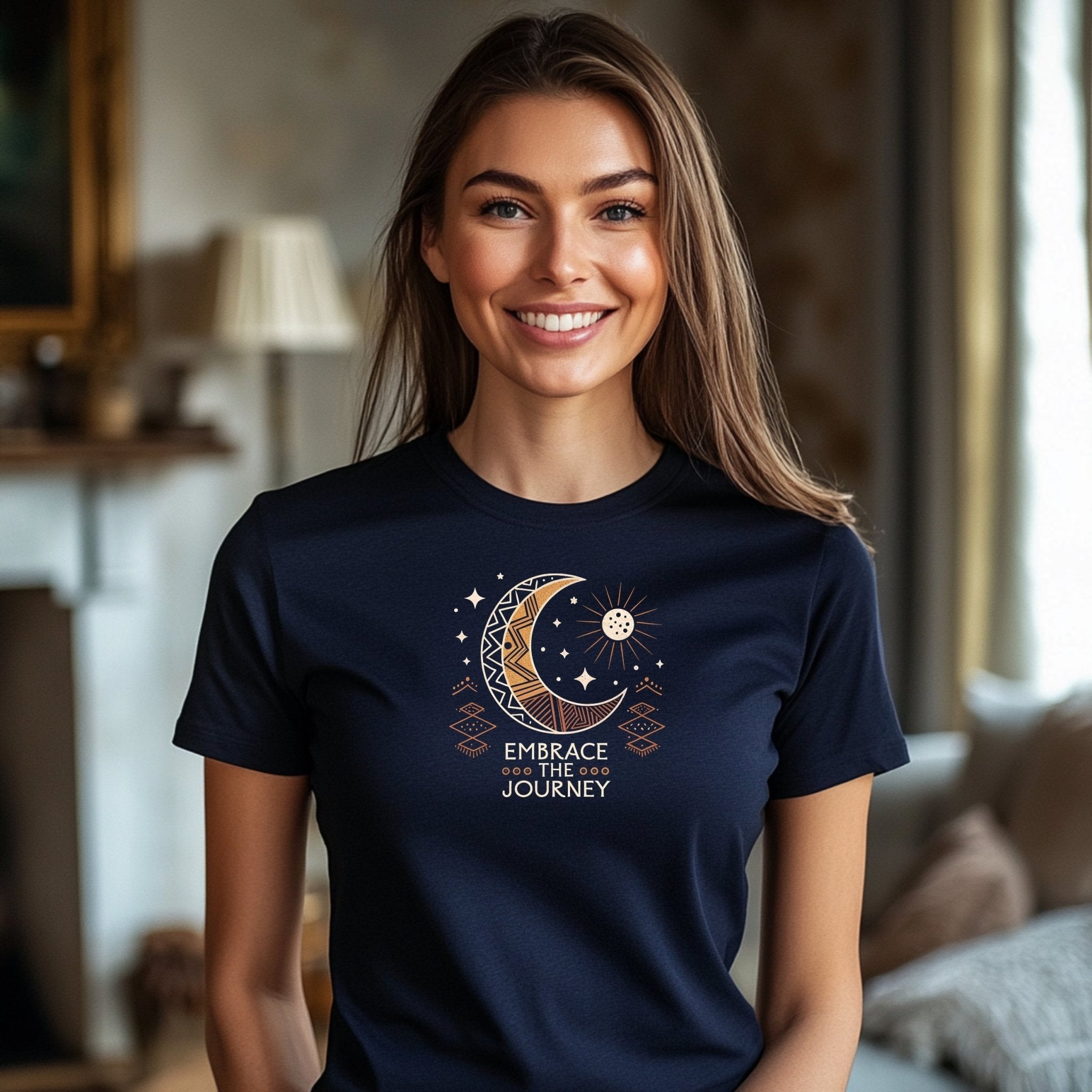 Embrace The Journey T Shirt, Moon and Sun Design Tee, Inspirational Graphic Shirt, Motivational Quote T Shirt, Celestial Themed Top - Craig Michael Design