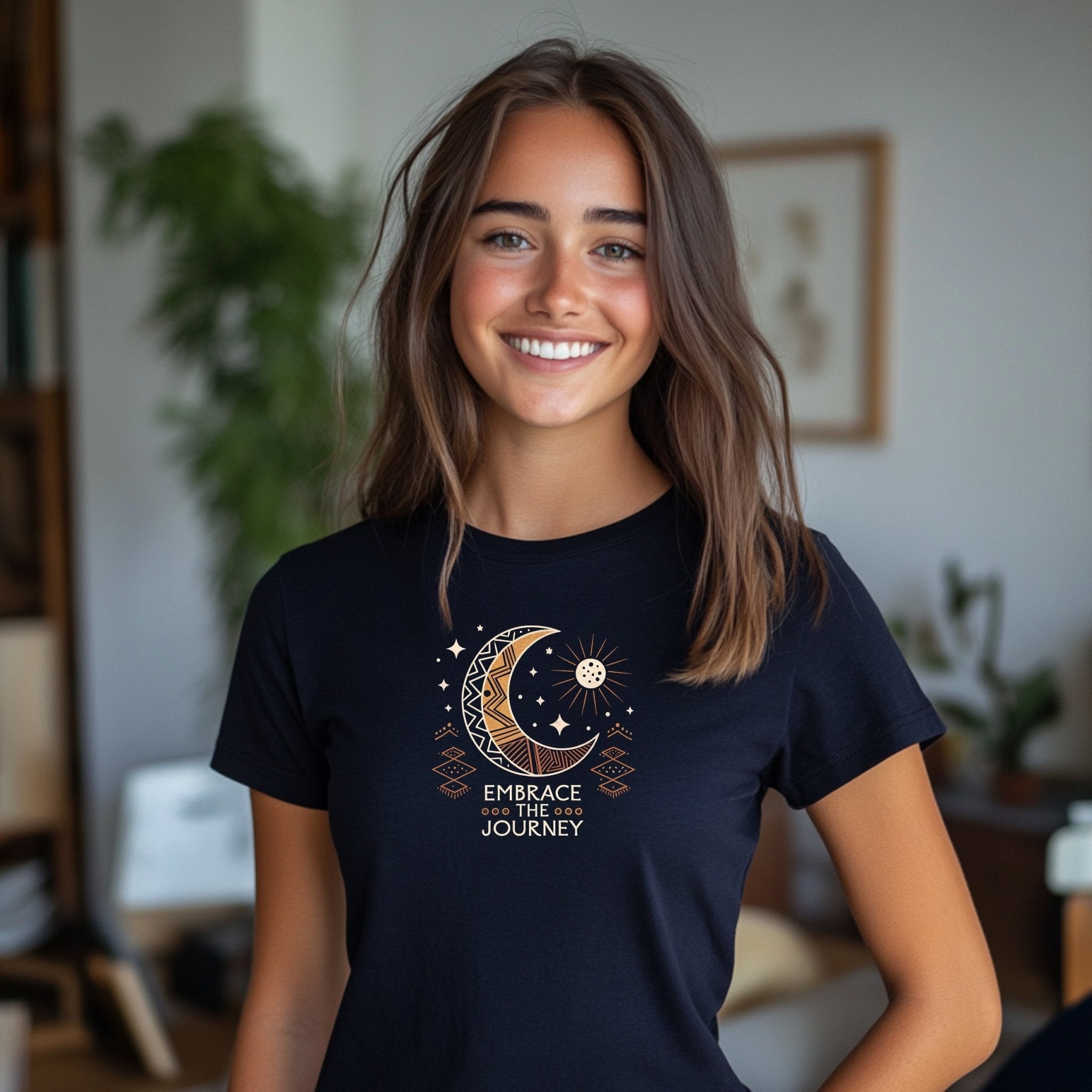 Embrace The Journey T Shirt, Moon and Sun Design Tee, Inspirational Graphic Shirt, Motivational Quote T Shirt, Celestial Themed Top - Craig Michael Design