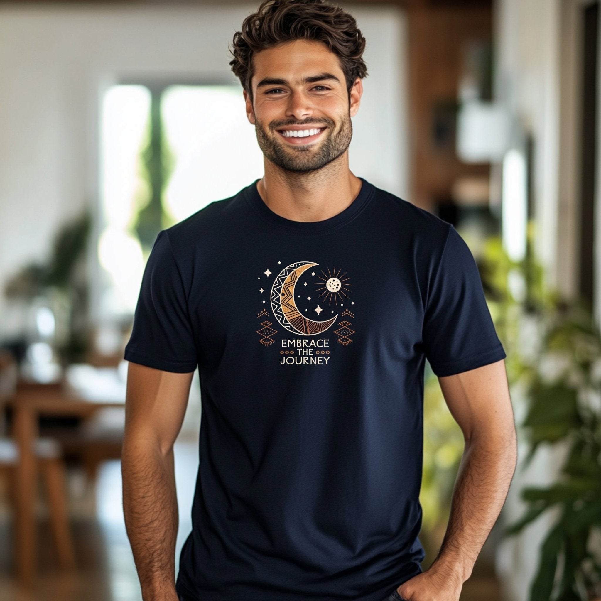 Embrace The Journey T Shirt, Moon and Sun Design Tee, Inspirational Graphic Shirt, Motivational Quote T Shirt, Celestial Themed Top - Craig Michael Design