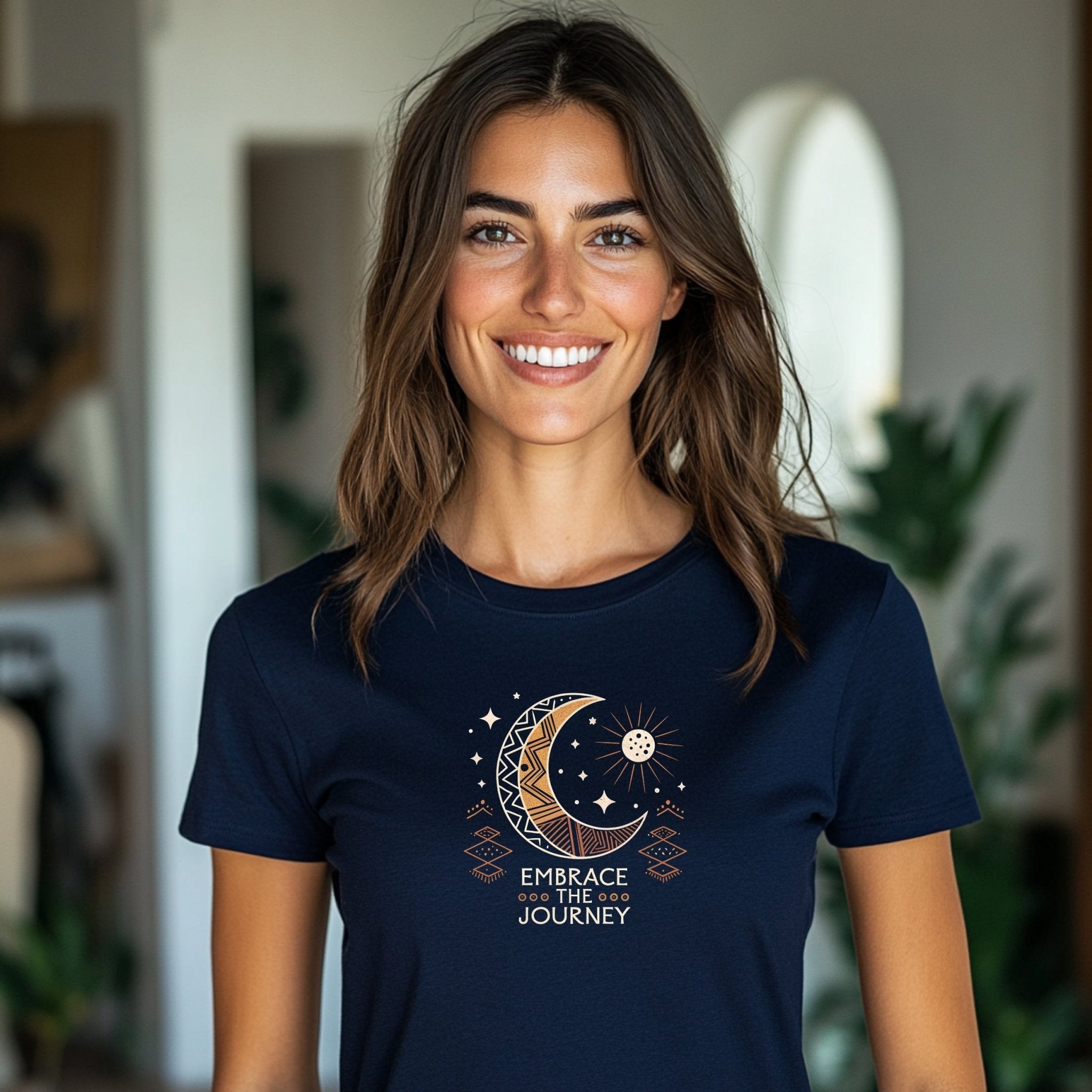 Embrace The Journey T Shirt, Moon and Sun Design Tee, Inspirational Graphic Shirt, Motivational Quote T Shirt, Celestial Themed Top - Craig Michael Design