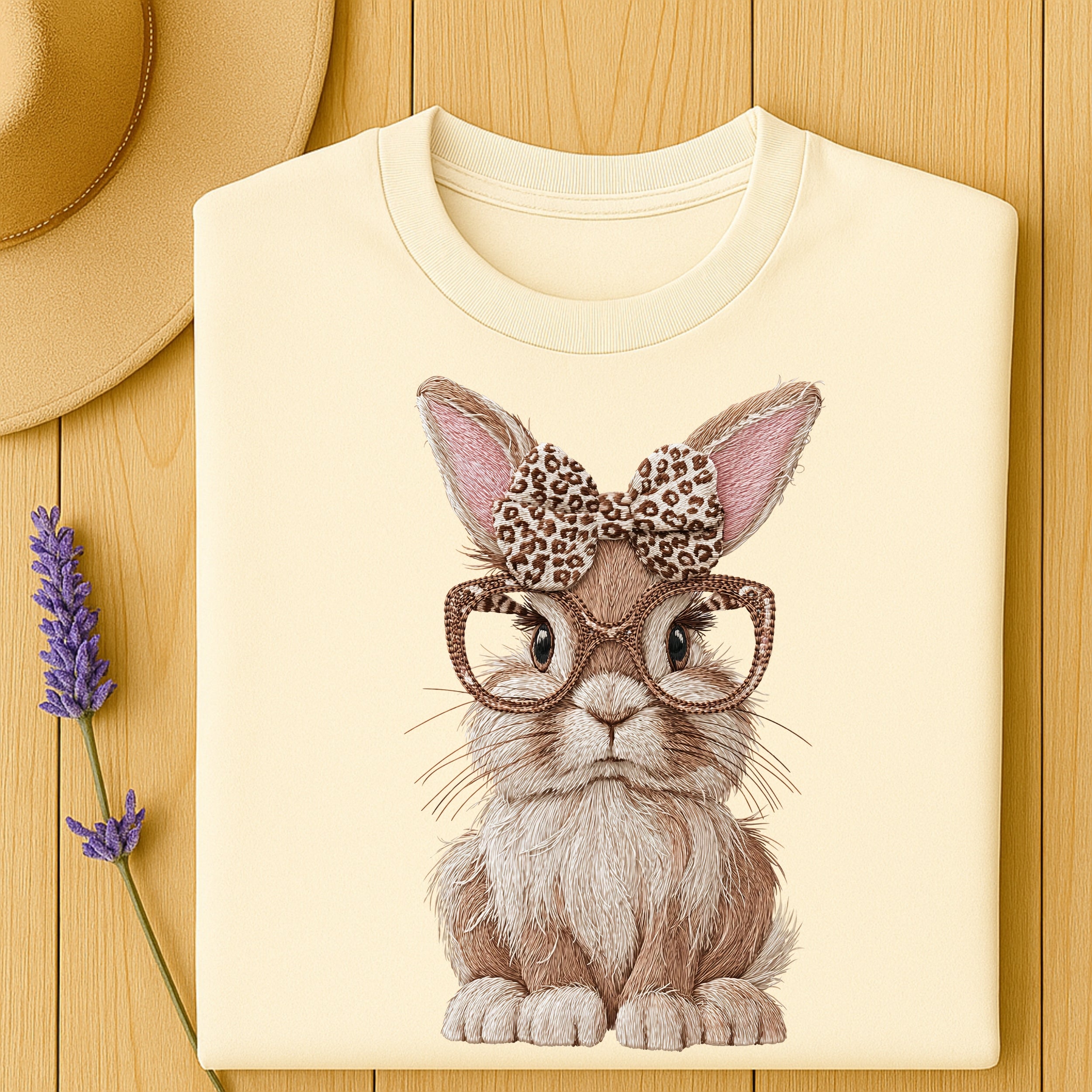 Cute Bunny with Glasses and Bow Graphic T-Shirt