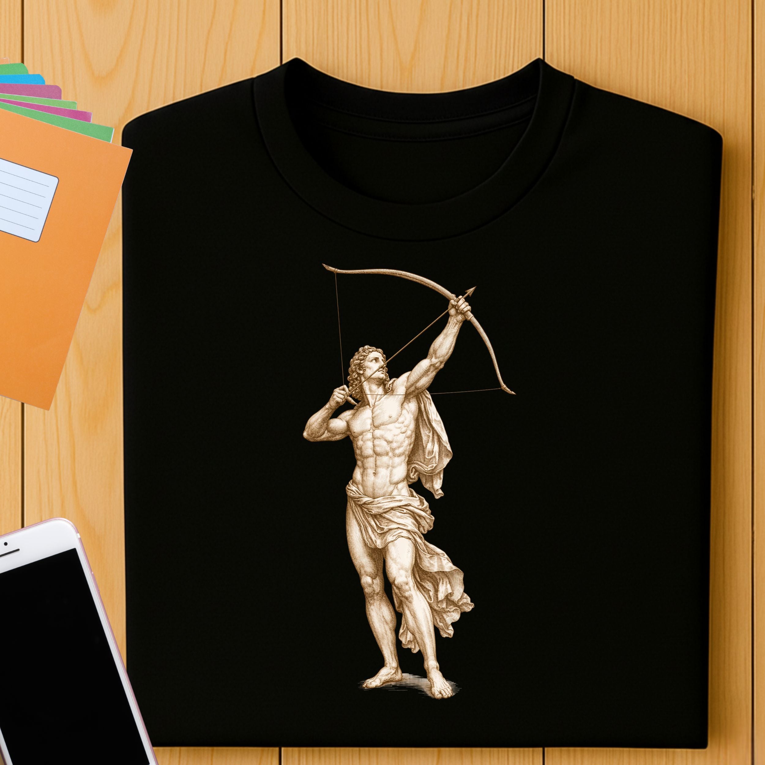 Ancient Archer Statue Print on Black Shirt product