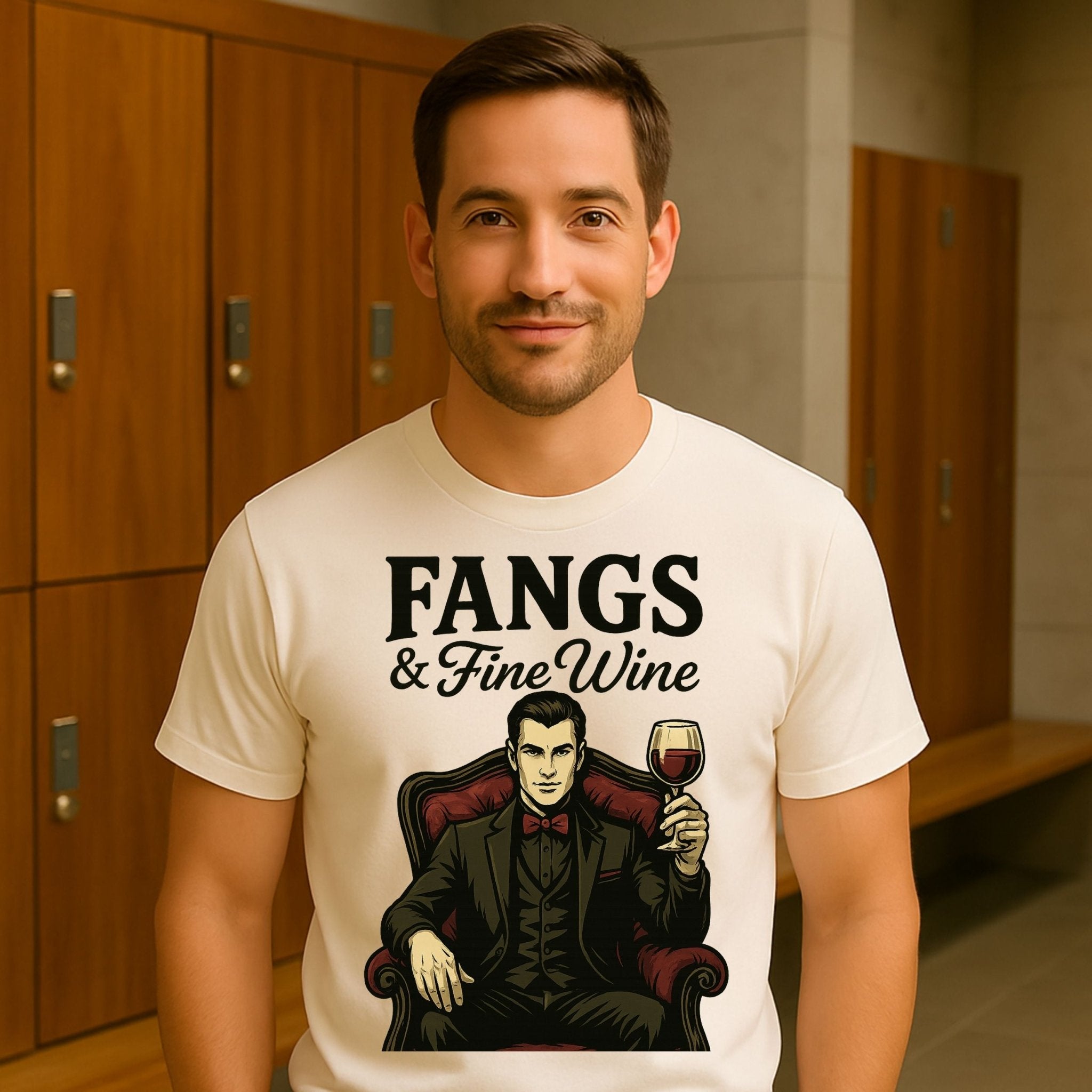 Fangs and Fine Wine T Shirt, Vintage Halloween Vampire Tee - Craig Michael Design