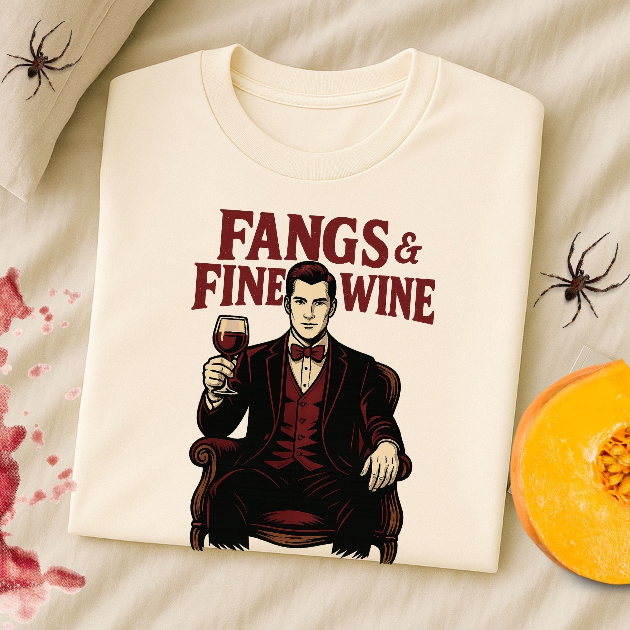 Fangs & Fine Wine Shirt, Vampire Halloween T-Shirt - Craig Michael Design