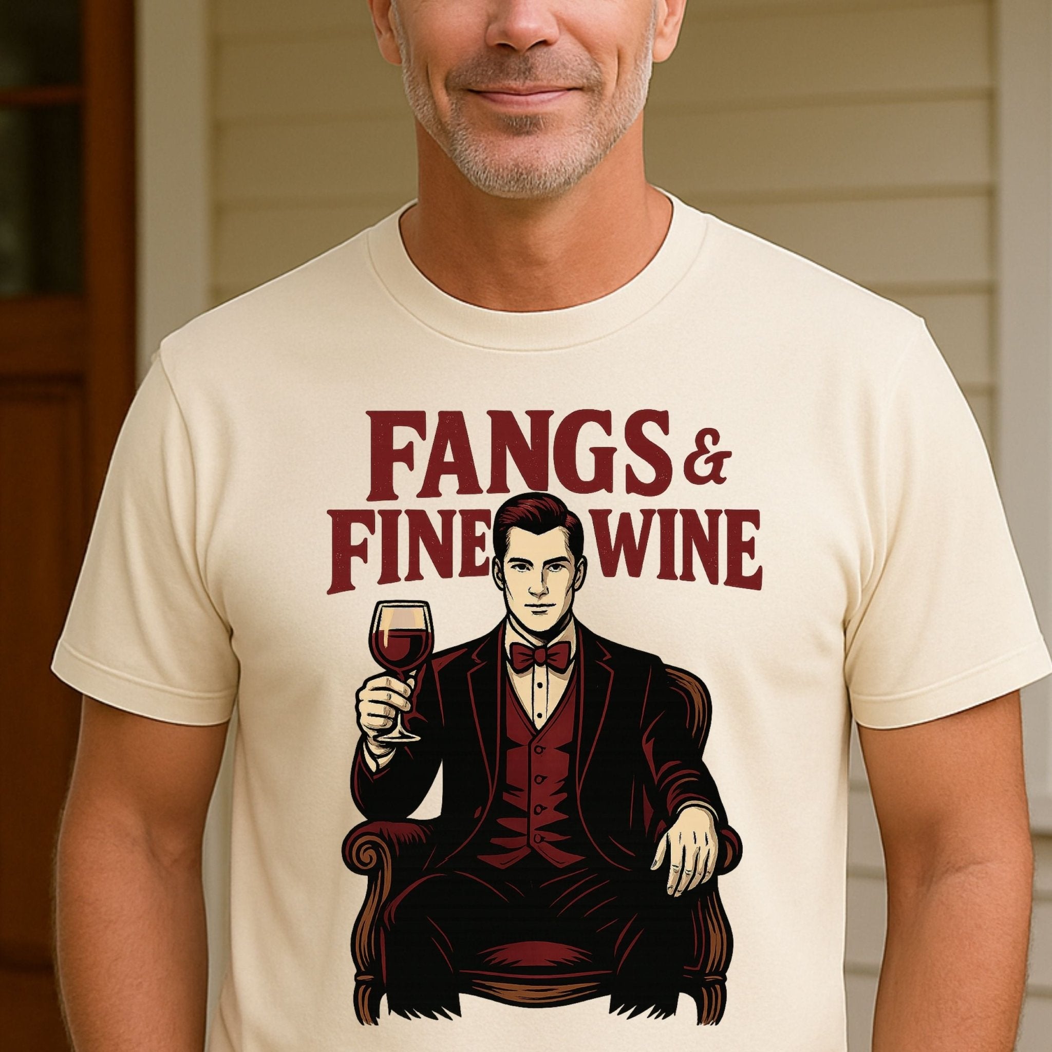 Fangs & Fine Wine Shirt, Vampire Halloween T-Shirt - Craig Michael Design