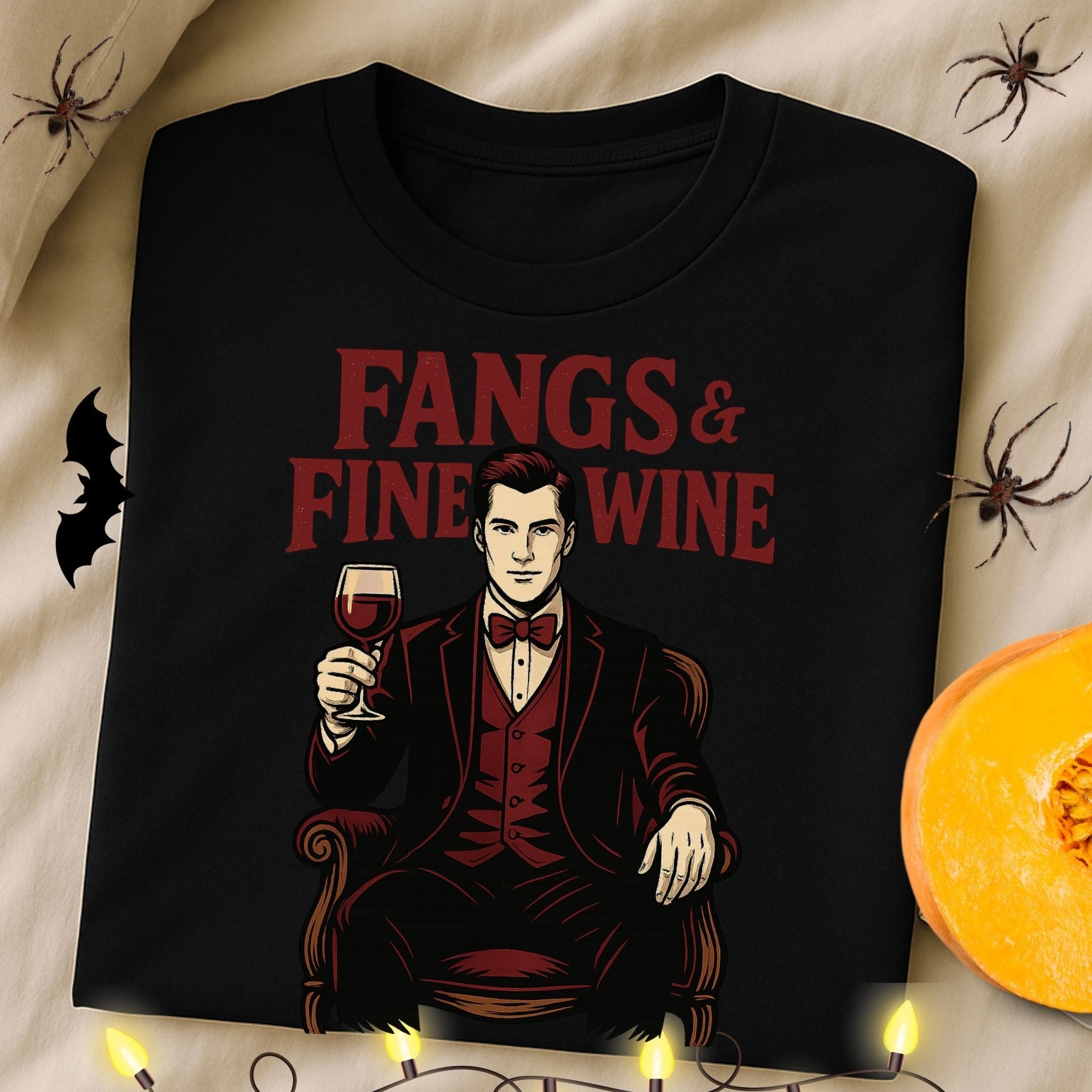 Fangs & Fine Wine Shirt, Vampire Halloween T-Shirt - Craig Michael Design
