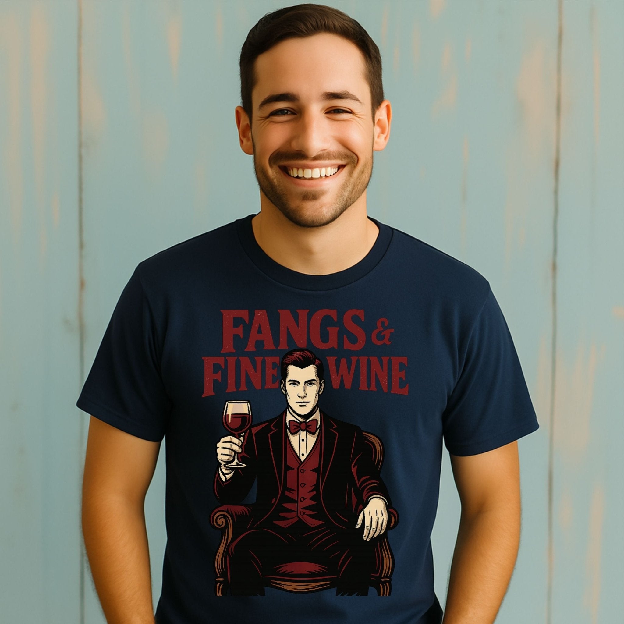 Fangs & Fine Wine Shirt, Vampire Halloween T-Shirt - Craig Michael Design