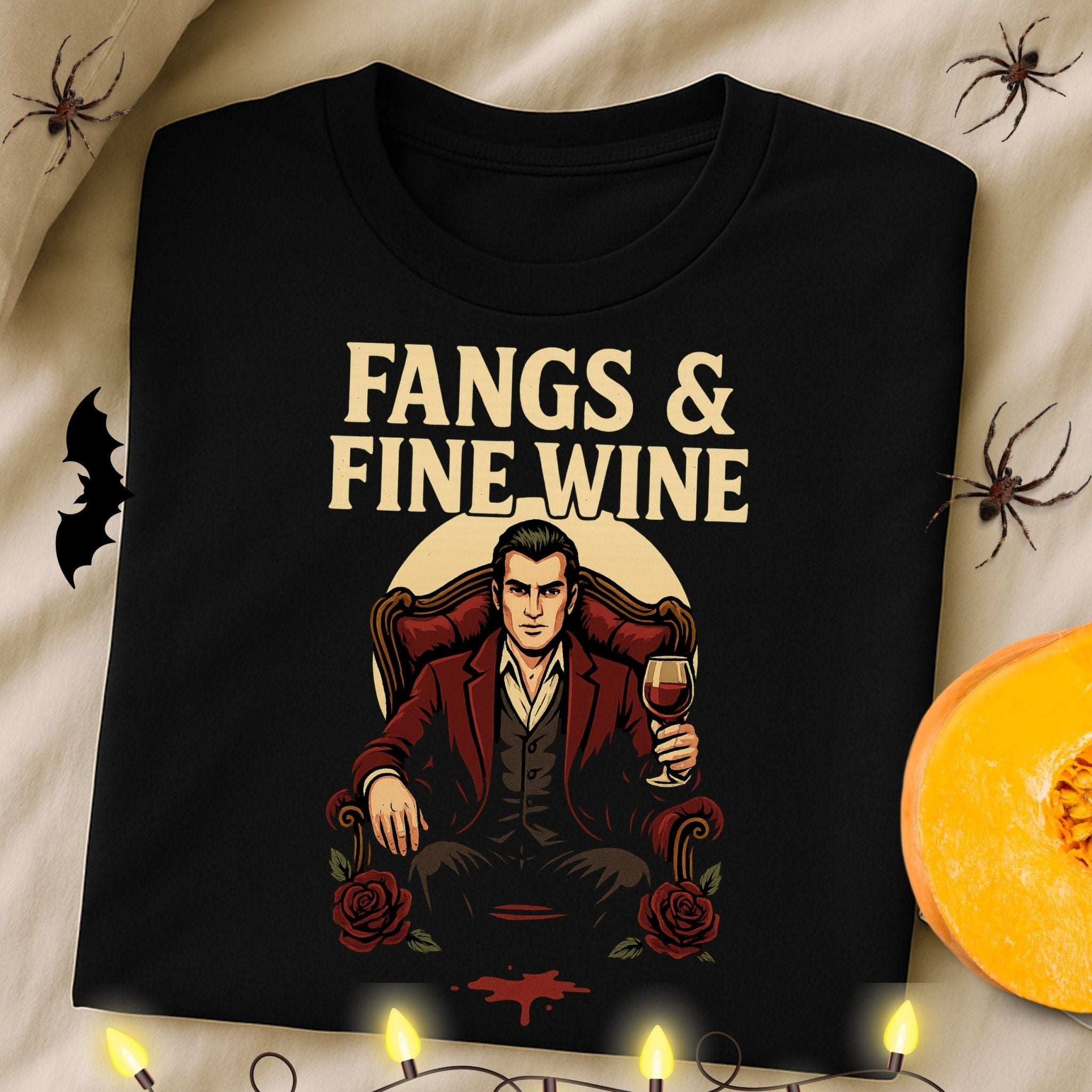 Fangs Fine Wine T-Shirt, Dracula Wine Lover Tee - Craig Michael Design