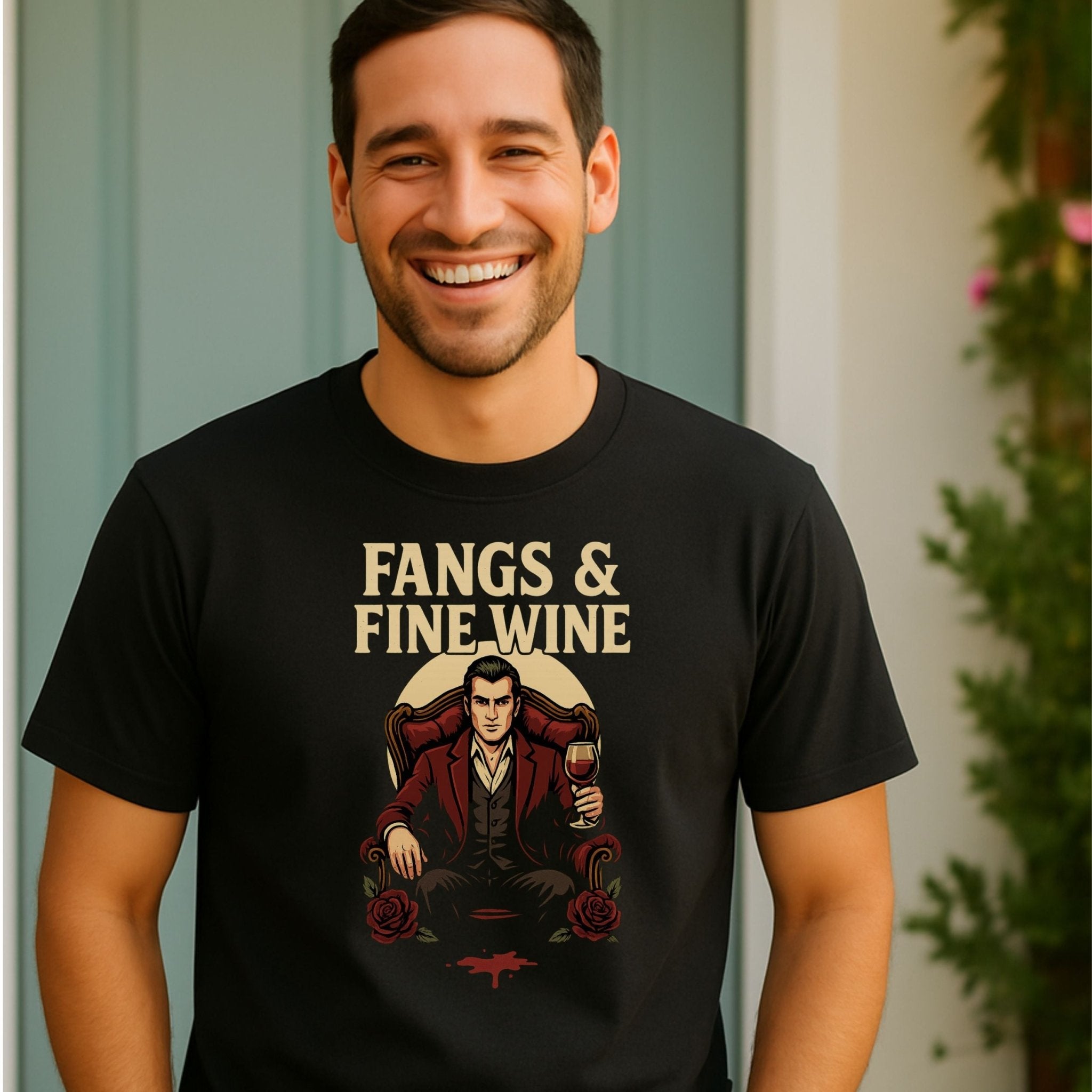 Fangs Fine Wine T-Shirt, Dracula Wine Lover Tee - Craig Michael Design