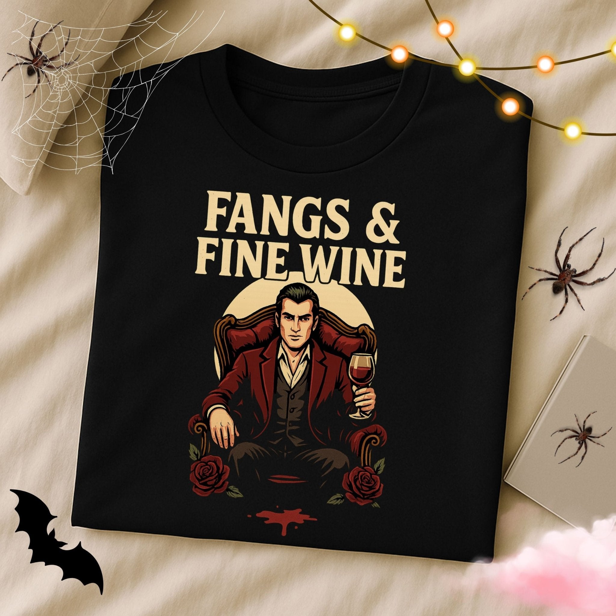 Fangs Fine Wine T-Shirt, Dracula Wine Lover Tee - Craig Michael Design