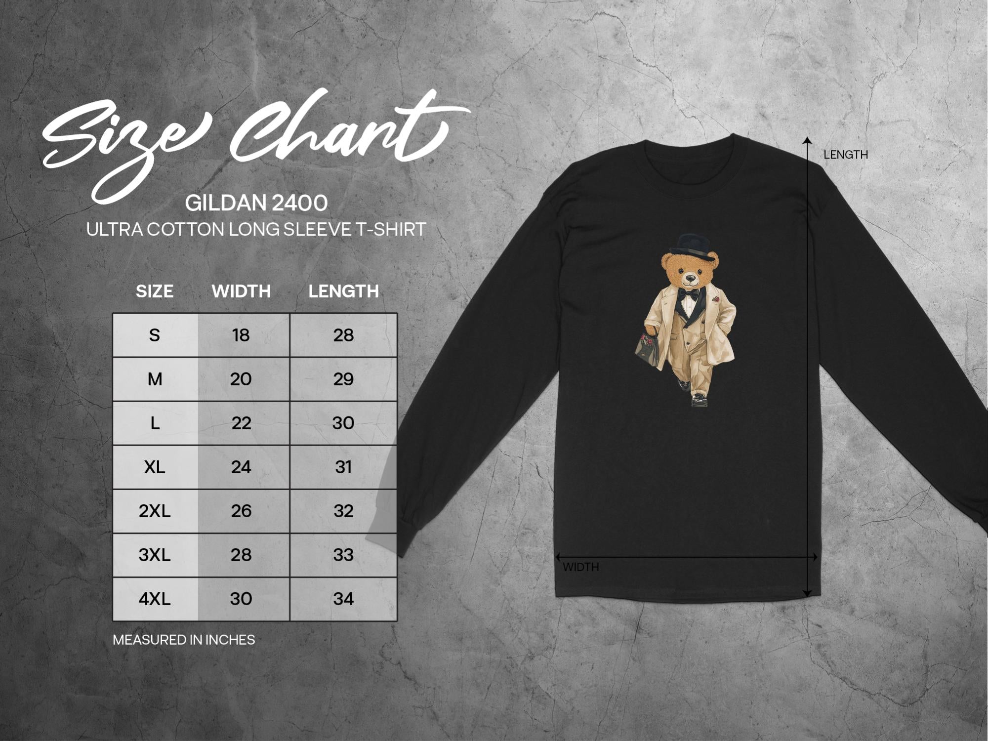 Fashionista Bear in Suit Long Sleeve T-Shirt, Adorable Teddy Bear Design Tee, Casual Long Sleeve Top for All Ages - Craig Michael Design