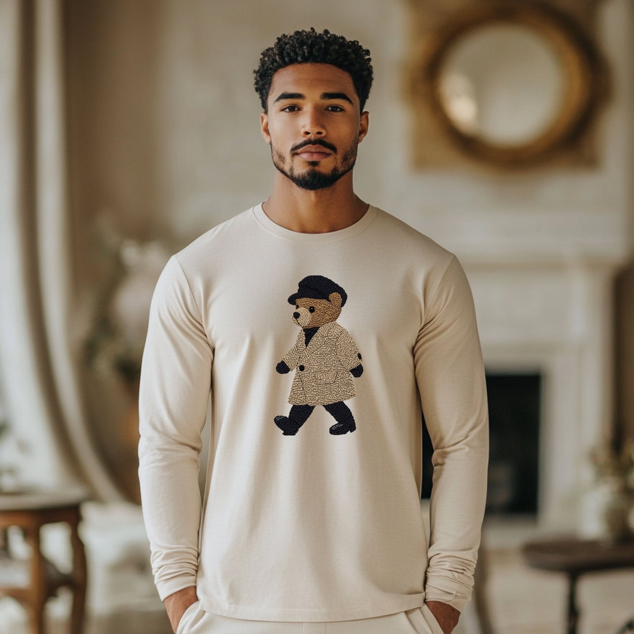 Fashionista Teddy Bear Long Sleeve T-Shirt, Cute Bear Graphic Tee, Trendy Fashion Shirt, Cozy Casual Top, Perfect Gift for Fashion Lovers - Craig Michael Design