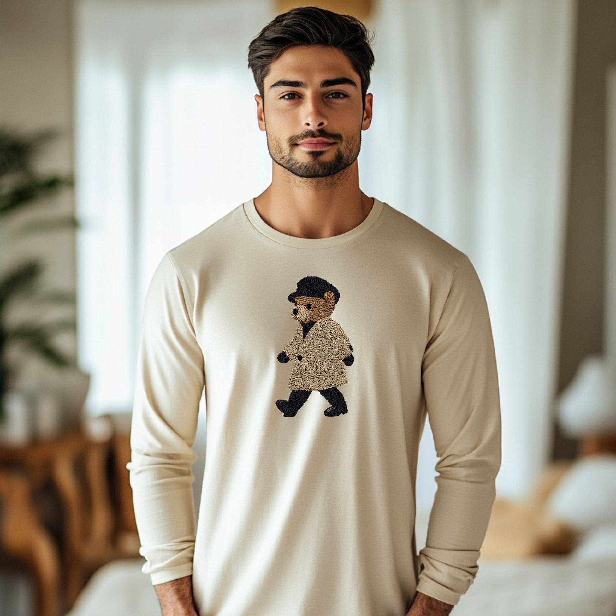 Fashionista Teddy Bear Long Sleeve T-Shirt, Cute Bear Graphic Tee, Trendy Fashion Shirt, Cozy Casual Top, Perfect Gift for Fashion Lovers - Craig Michael Design