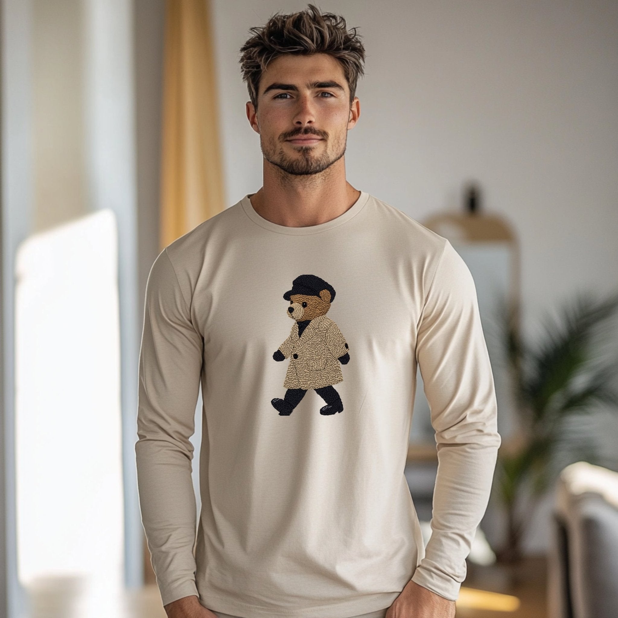 Fashionista Teddy Bear Long Sleeve T-Shirt, Cute Bear Graphic Tee, Trendy Fashion Shirt, Cozy Casual Top, Perfect Gift for Fashion Lovers - Craig Michael Design