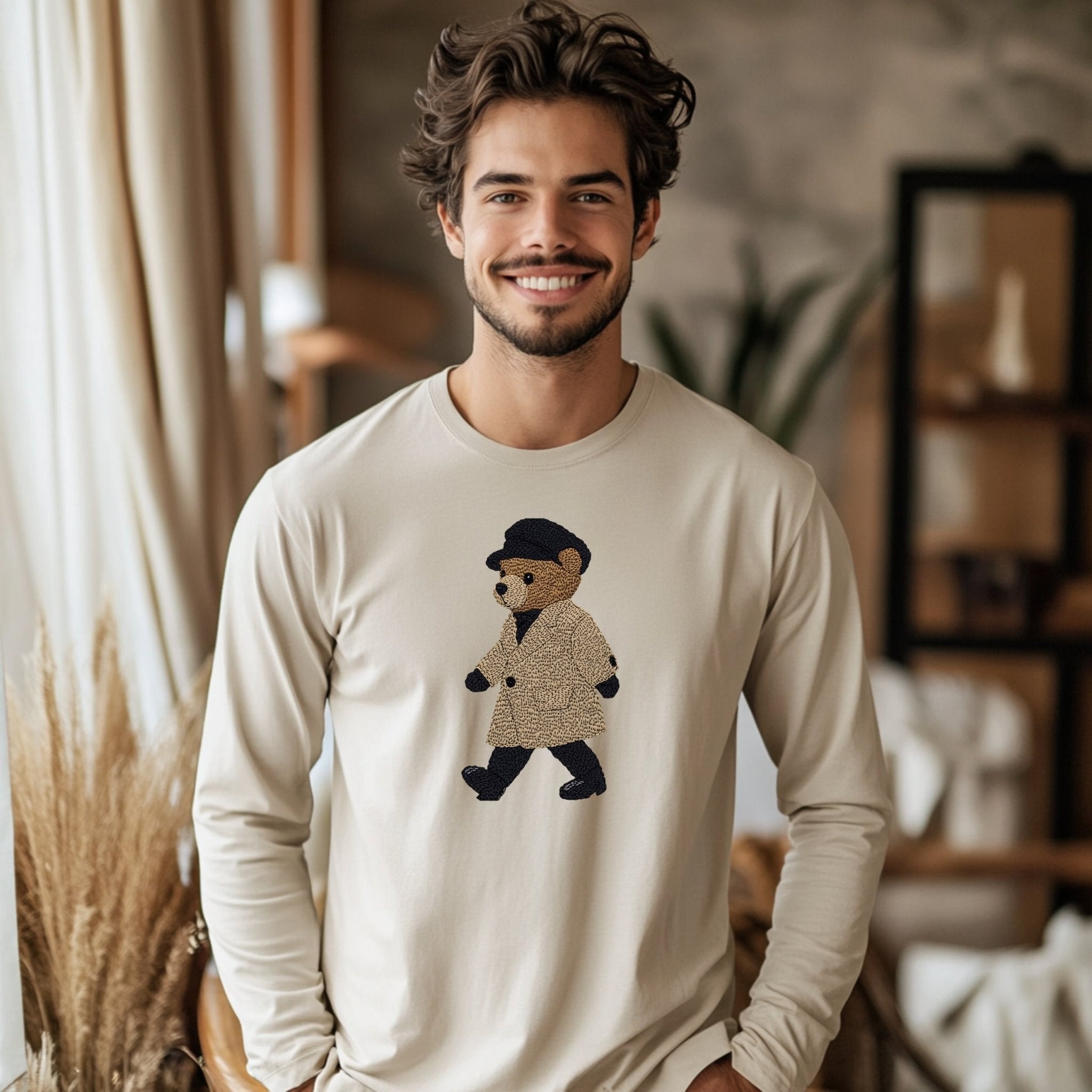 Fashionista Teddy Bear Long Sleeve T-Shirt, Cute Bear Graphic Tee, Trendy Fashion Shirt, Cozy Casual Top, Perfect Gift for Fashion Lovers - Craig Michael Design