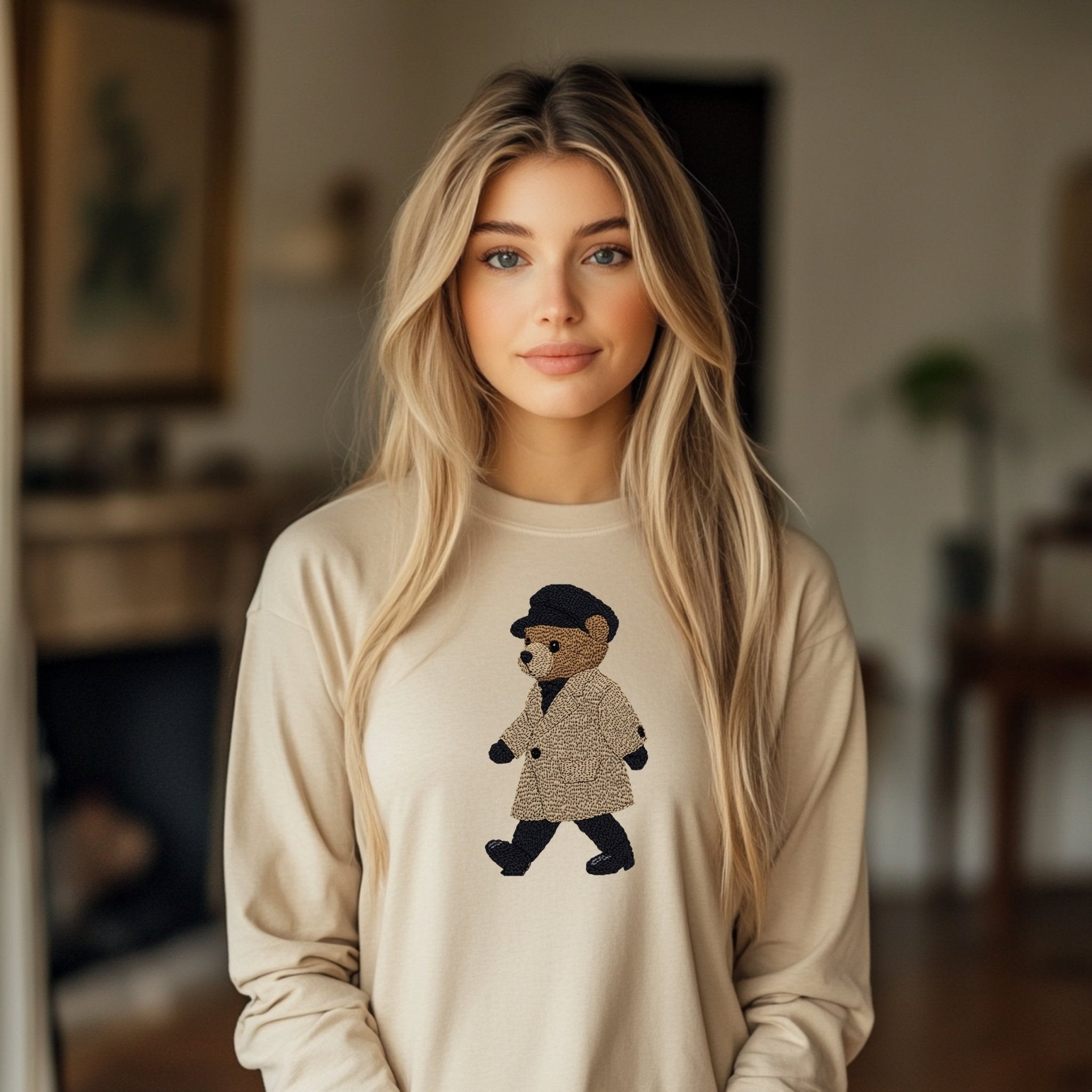 Fashionista Teddy Bear Long Sleeve T-Shirt, Cute Bear Graphic Tee, Trendy Fashion Shirt, Cozy Casual Top, Perfect Gift for Fashion Lovers - Craig Michael Design