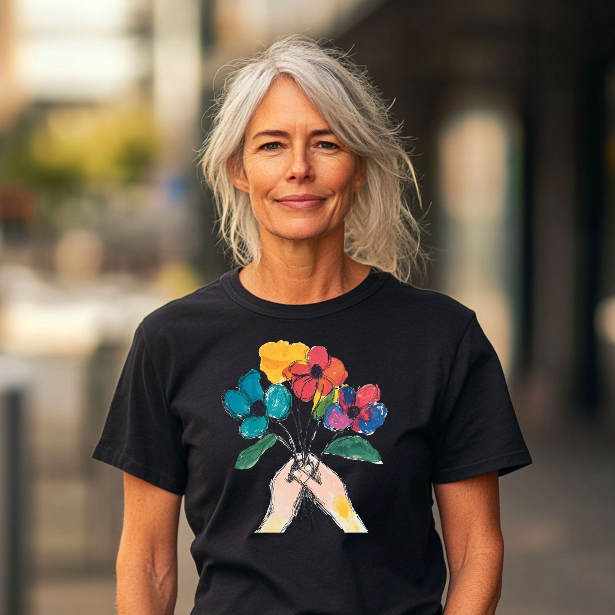 Flower Bouquet T-shirt, Floral Art Tee, Colorful Flowers Shirt, Unique Graphic Design, Artistic Apparel, Gift for Her, Casual Wear - Craig Michael Design
