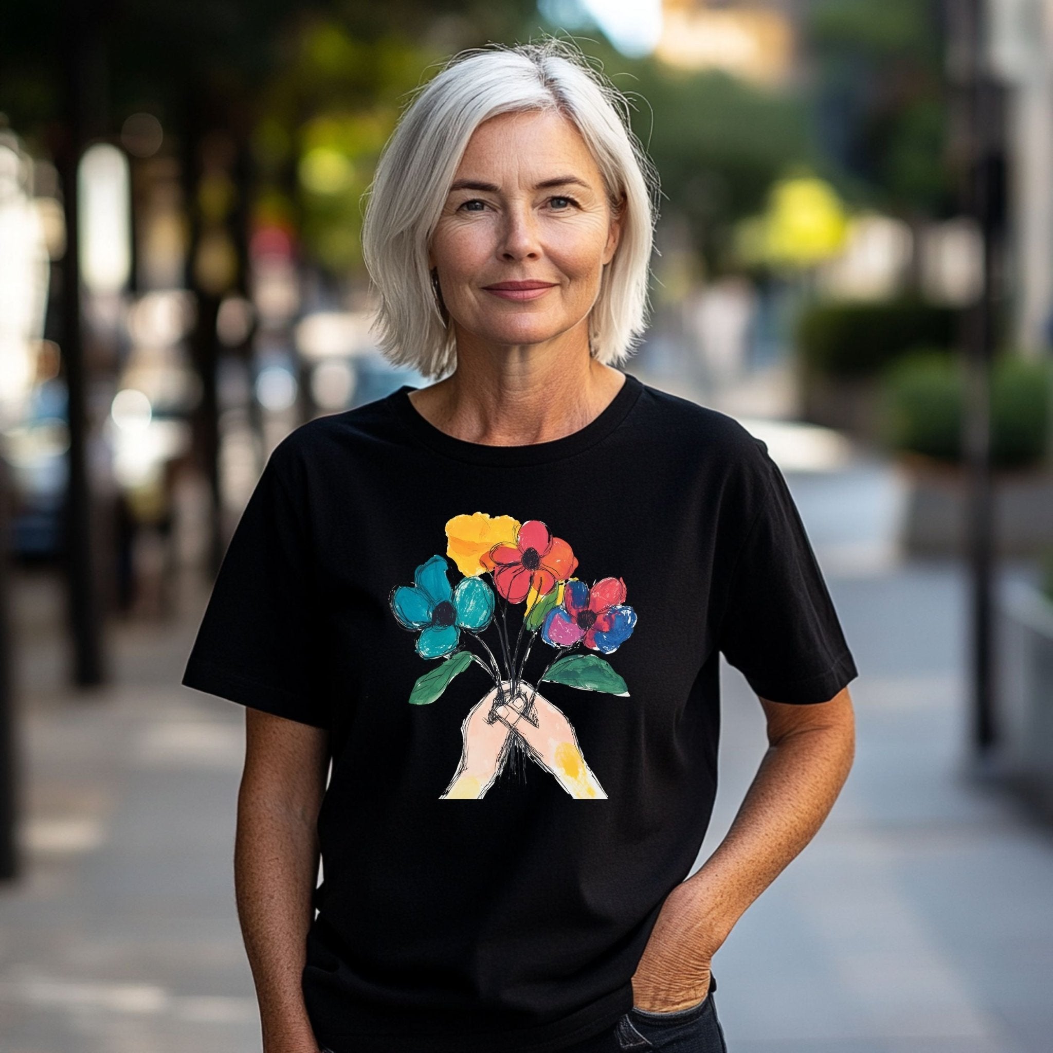 Flower Bouquet T-shirt, Floral Art Tee, Colorful Flowers Shirt, Unique Graphic Design, Artistic Apparel, Gift for Her, Casual Wear - Craig Michael Design