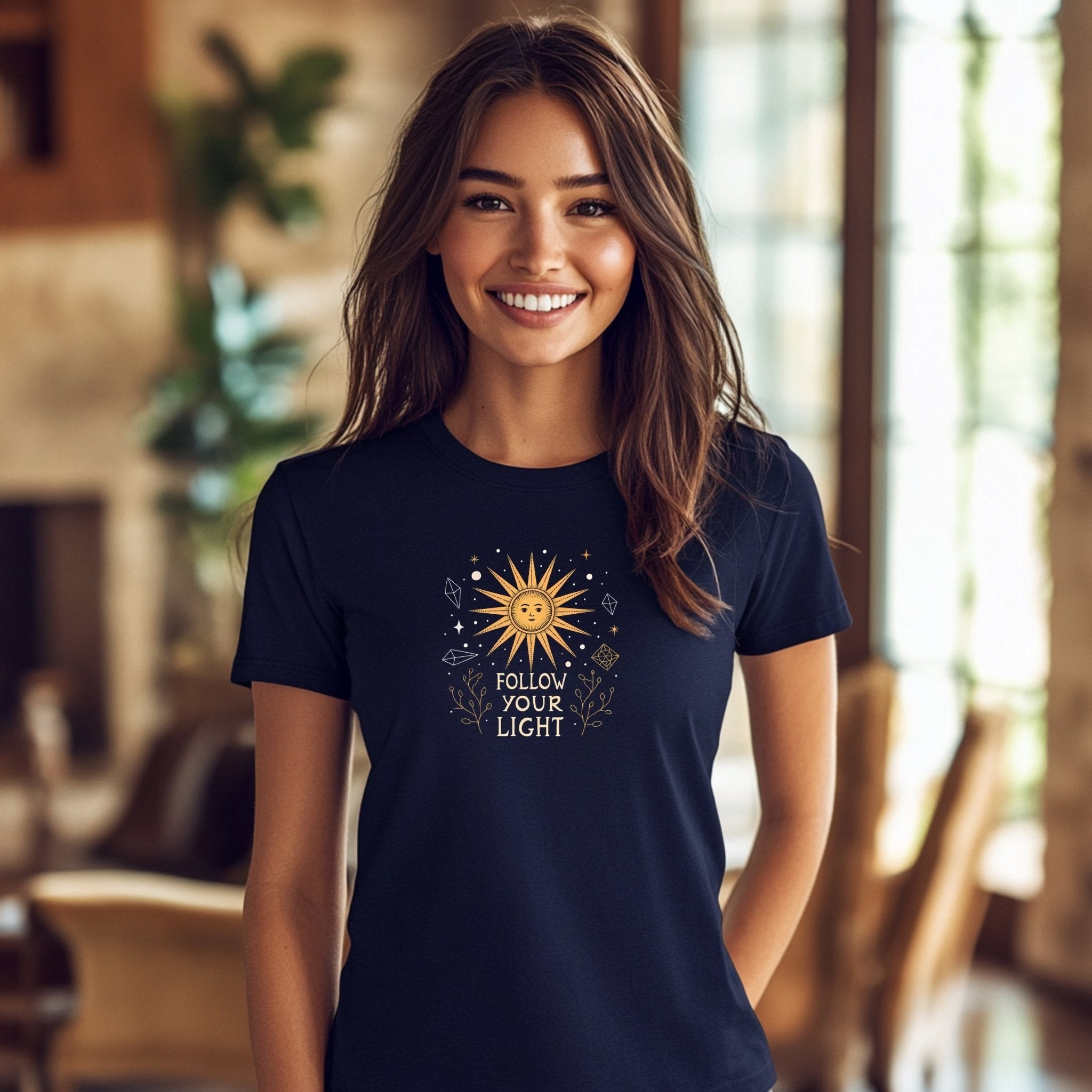 Follow Your Light Sun Design T-Shirt, Motivational Sun Illustration Tee, Inspirational Graphic Tee, Positive Message Shirt - Craig Michael Design