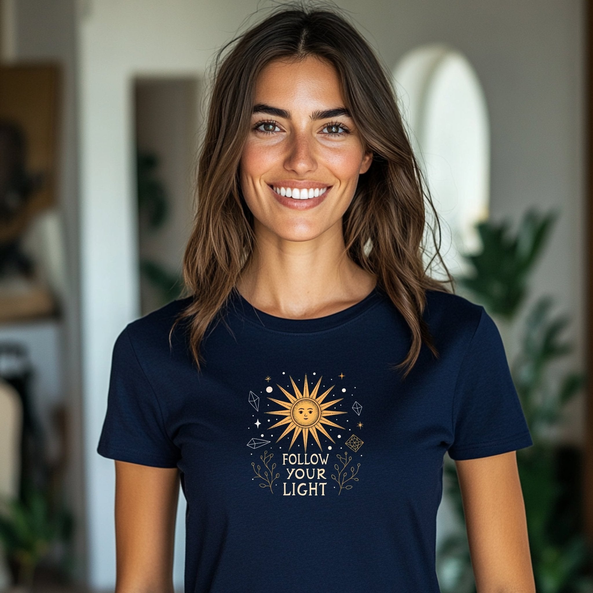 Follow Your Light Sun Design T-Shirt, Motivational Sun Illustration Tee, Inspirational Graphic Tee, Positive Message Shirt - Craig Michael Design