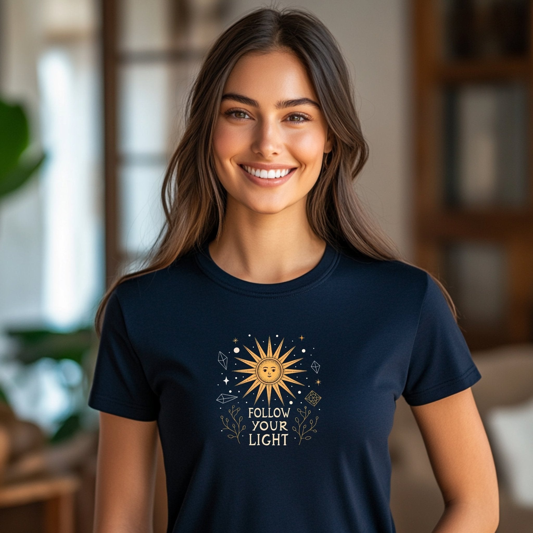 Follow Your Light Sun Design T-Shirt, Motivational Sun Illustration Tee, Inspirational Graphic Tee, Positive Message Shirt - Craig Michael Design