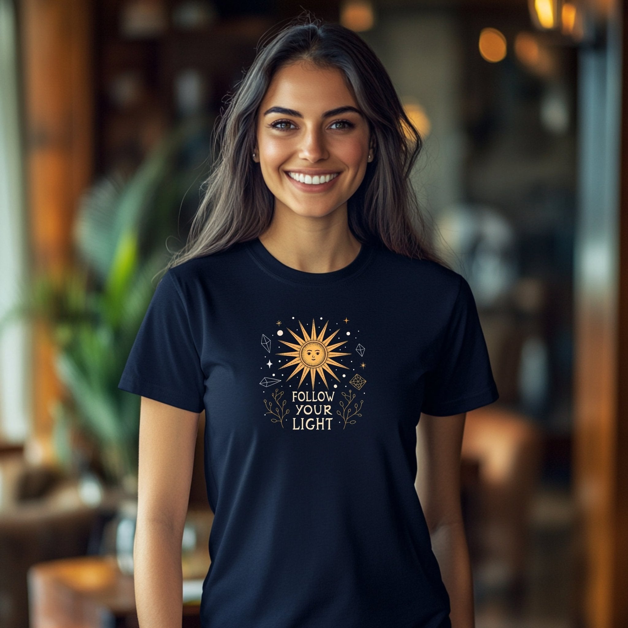 Follow Your Light Sun Design T-Shirt, Motivational Sun Illustration Tee, Inspirational Graphic Tee, Positive Message Shirt - Craig Michael Design