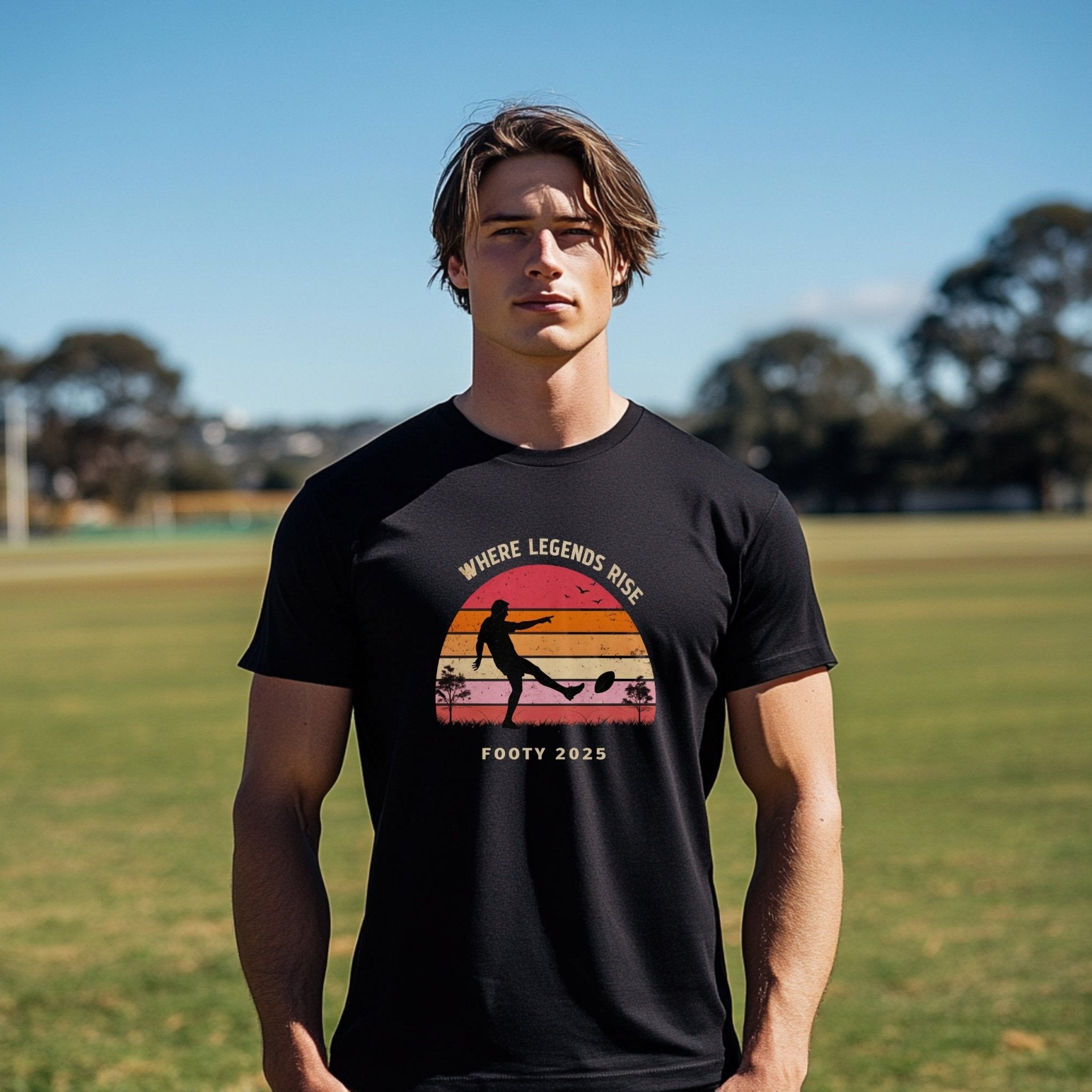 Footy 2025 Where Legends Rise T-Shirt, Vintage Retro Aussie Football Tee, Perfect Gift for Footy Lovers, Fan Apparel - Craig Michael Design