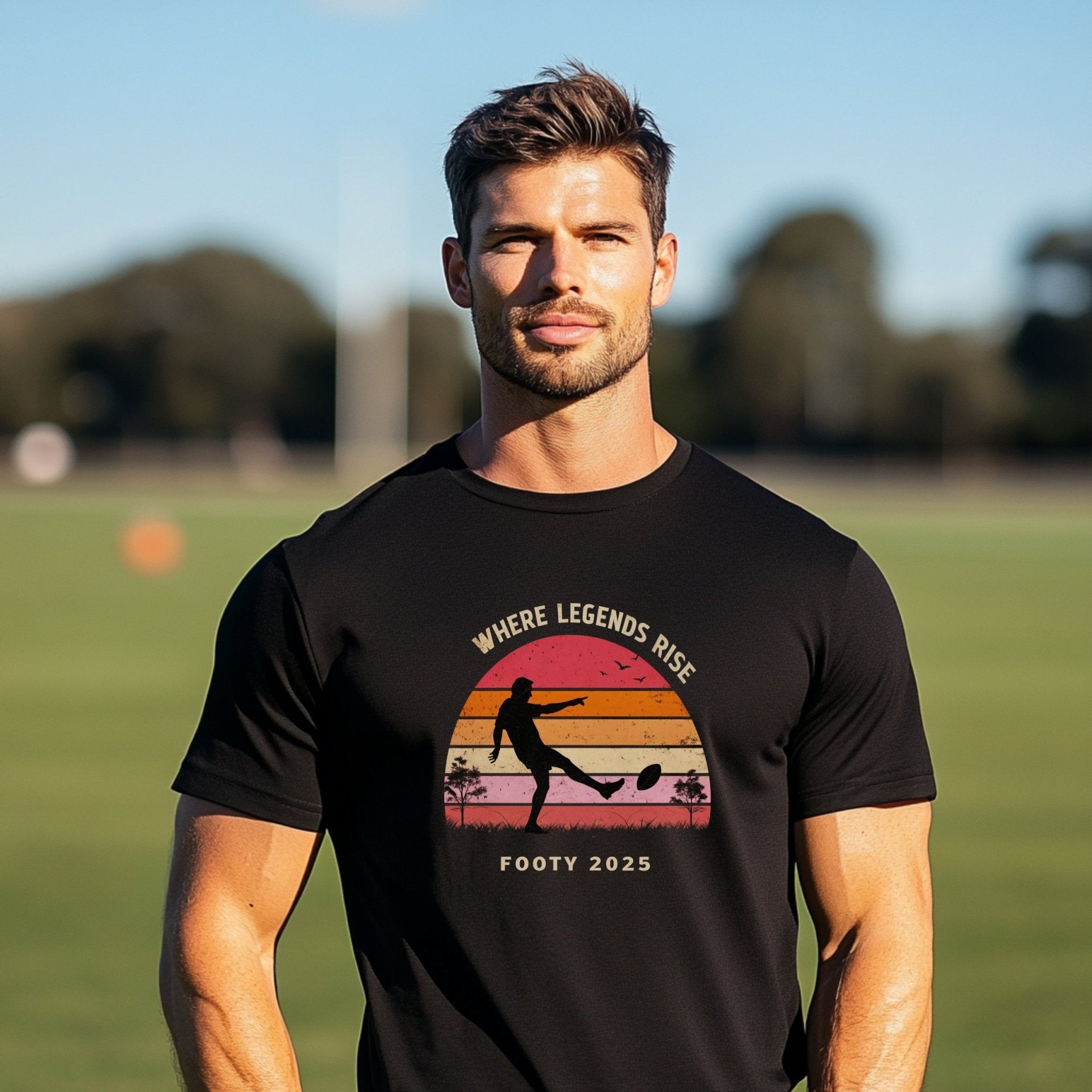 Footy 2025 Where Legends Rise T-Shirt, Vintage Retro Aussie Football Tee, Perfect Gift for Footy Lovers, Fan Apparel - Craig Michael Design