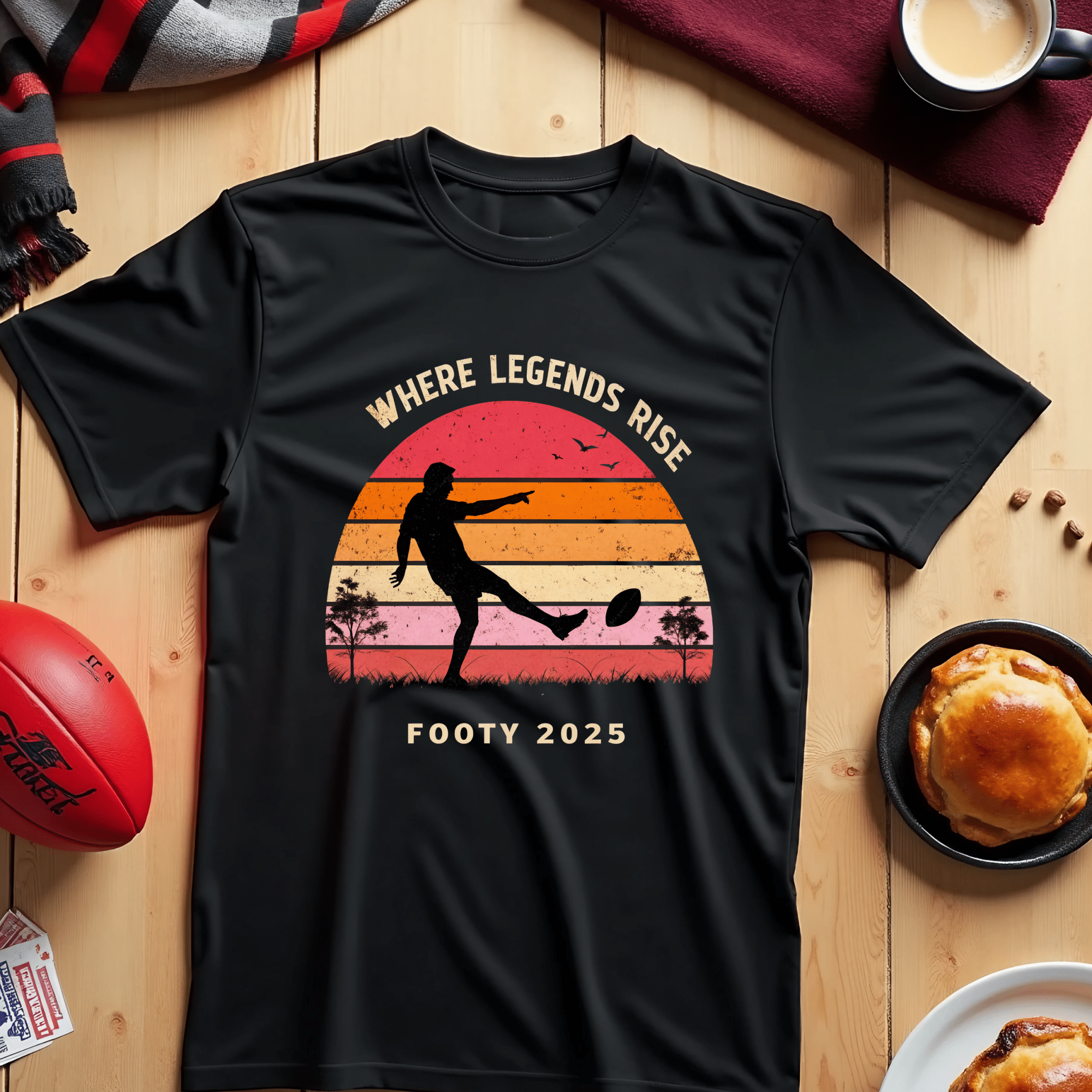 Footy 2025 Where Legends Rise T-Shirt, Vintage Retro Aussie Football Tee, Perfect Gift for Footy Lovers, Fan Apparel - Craig Michael Design