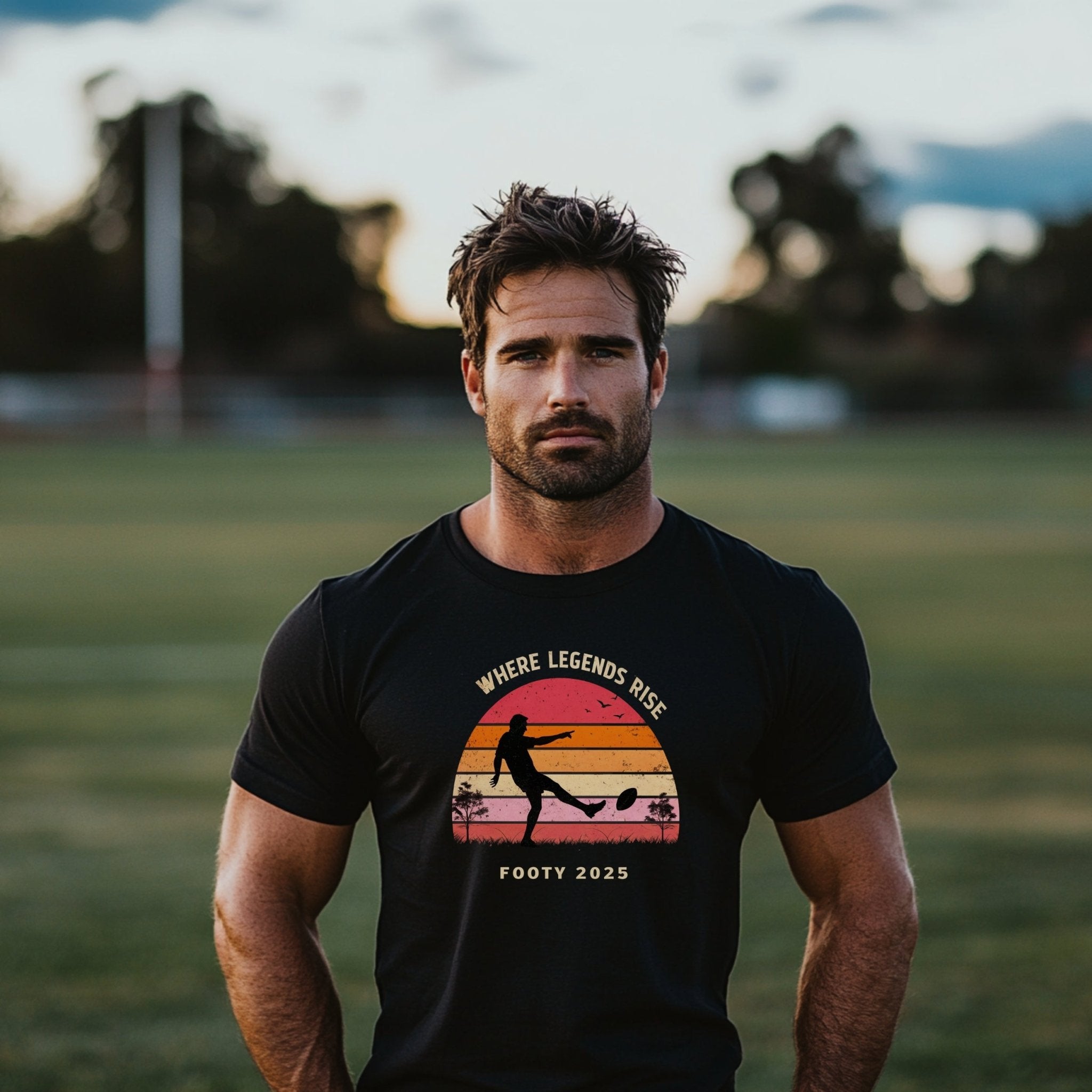 Footy 2025 Where Legends Rise T-Shirt, Vintage Retro Aussie Football Tee, Perfect Gift for Footy Lovers, Fan Apparel - Craig Michael Design