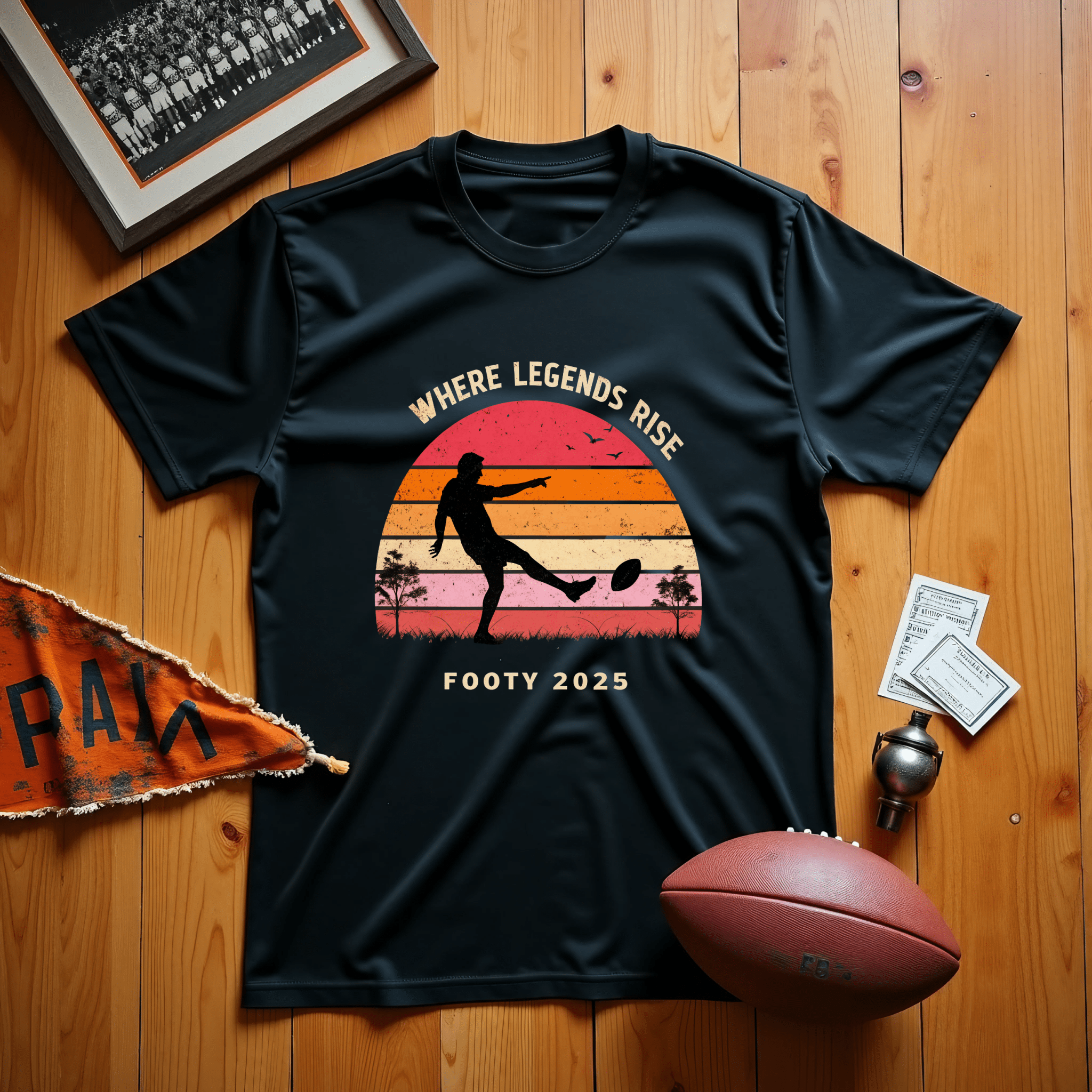 Footy 2025 Where Legends Rise T-Shirt, Vintage Retro Aussie Football Tee, Perfect Gift for Footy Lovers, Fan Apparel - Craig Michael Design