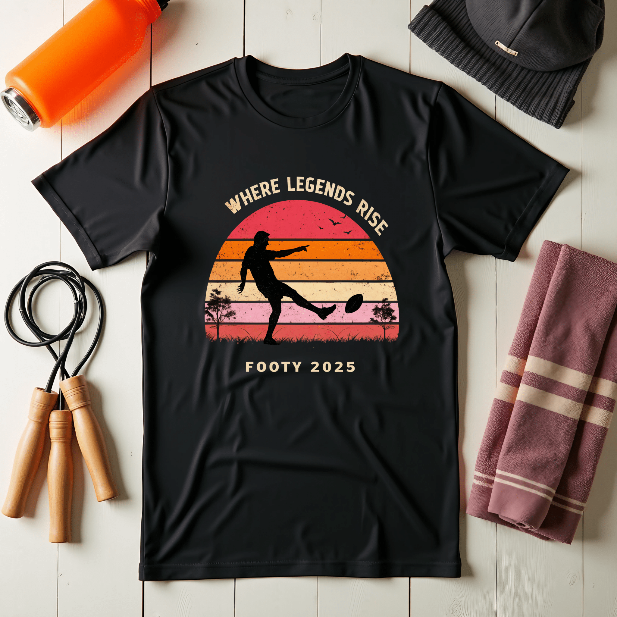 Footy 2025 Where Legends Rise T-Shirt, Vintage Retro Aussie Football Tee, Perfect Gift for Footy Lovers, Fan Apparel - Craig Michael Design