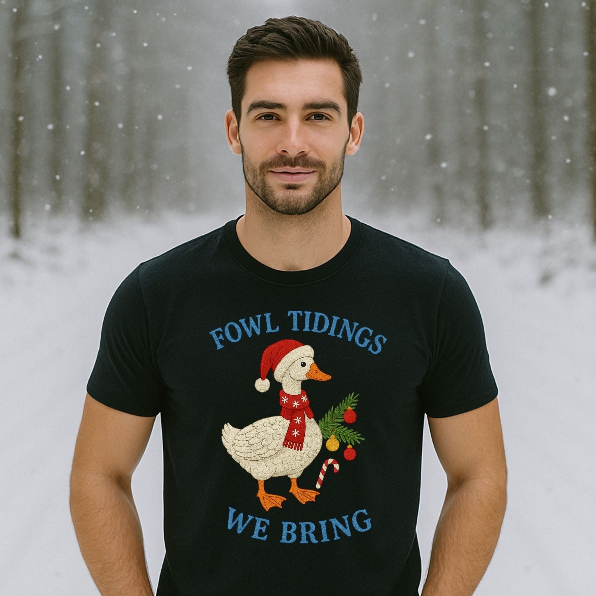 Fowl Tidings Goose Christmas Shirt, Funny Holiday T-Shirt - Craig Michael Design