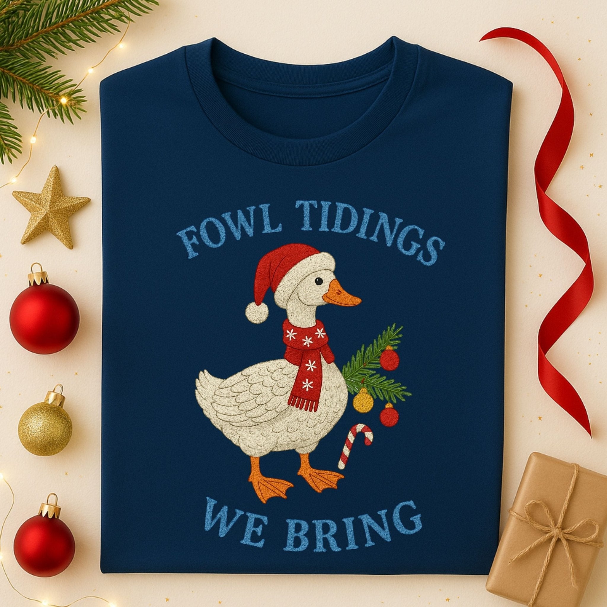 Fowl Tidings Goose Christmas Shirt, Funny Holiday T-Shirt - Craig Michael Design