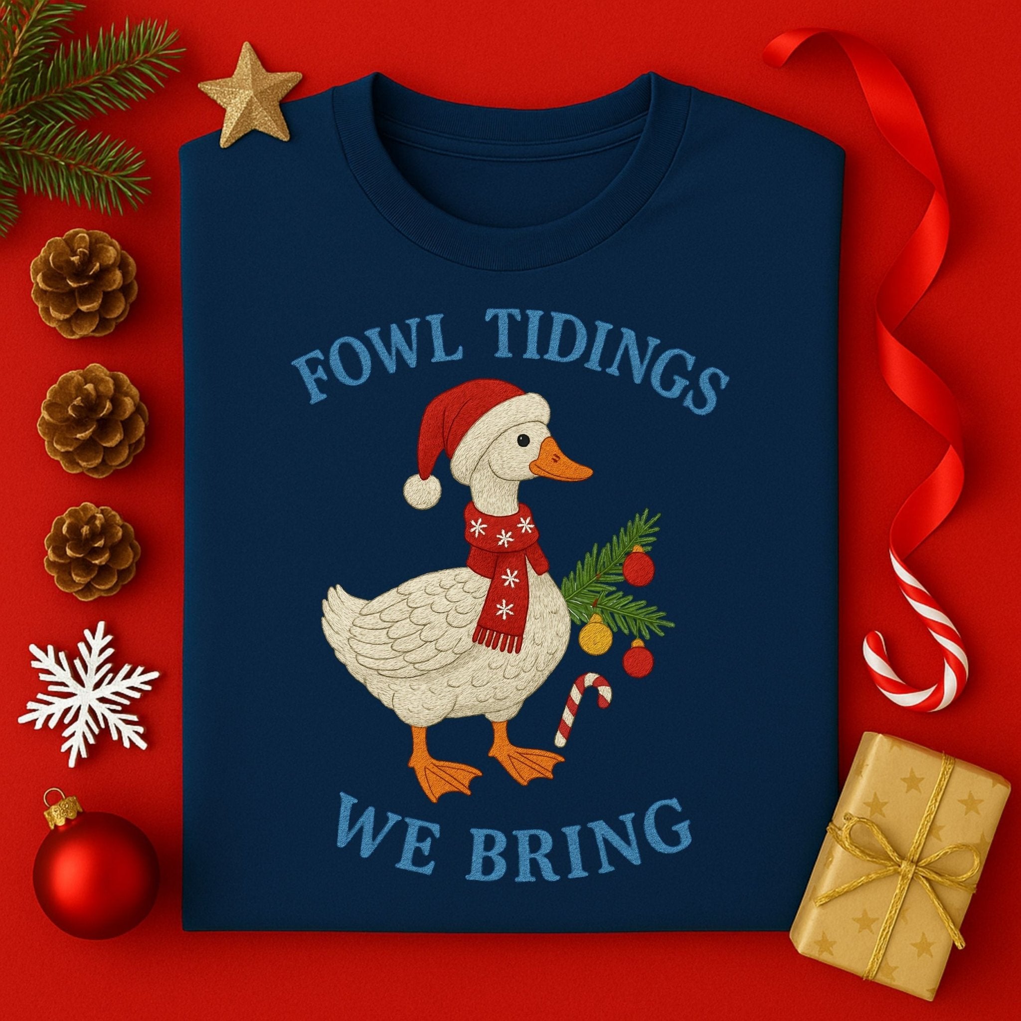 Fowl Tidings Goose Christmas Shirt, Funny Holiday T-Shirt - Craig Michael Design