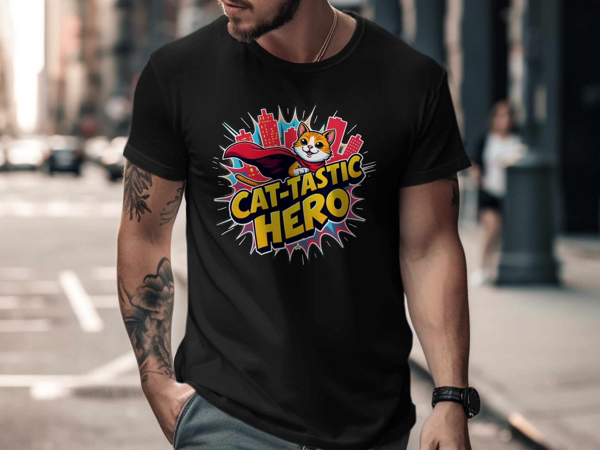 Funny Cat Tastic Hero T-Shirt, Superhero Cat Graphic Tee, Cute Cat Lovers Shirt, Cool Cat Rescue Tee, Cat Enthusiast Gift - Craig Michael Design