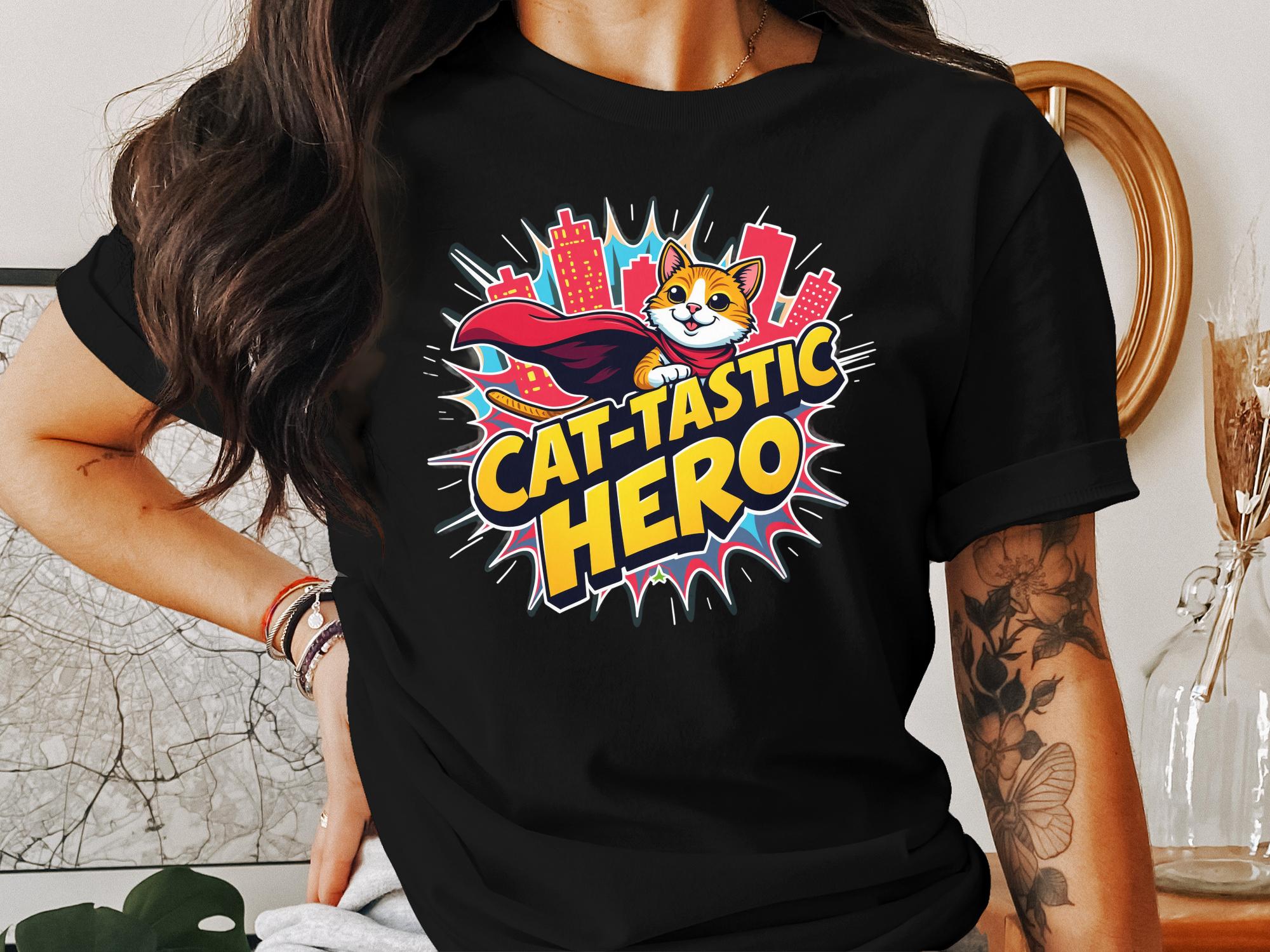 Funny Cat Tastic Hero T-Shirt, Superhero Cat Graphic Tee, Cute Cat Lovers Shirt, Cool Cat Rescue Tee, Cat Enthusiast Gift - Craig Michael Design