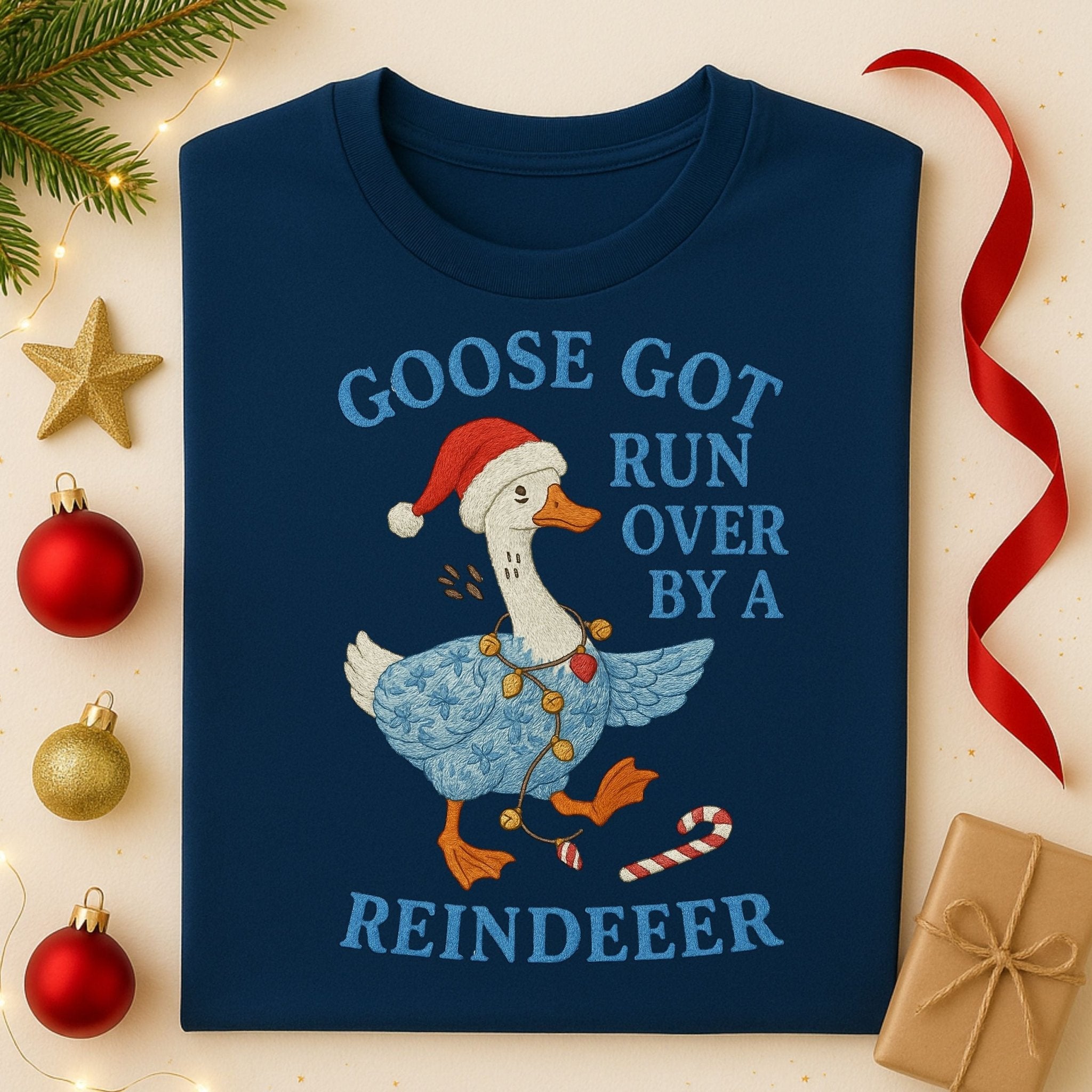 Funny Christmas Goose Shirt, Goose Got Run Over Tee - Craig Michael Design