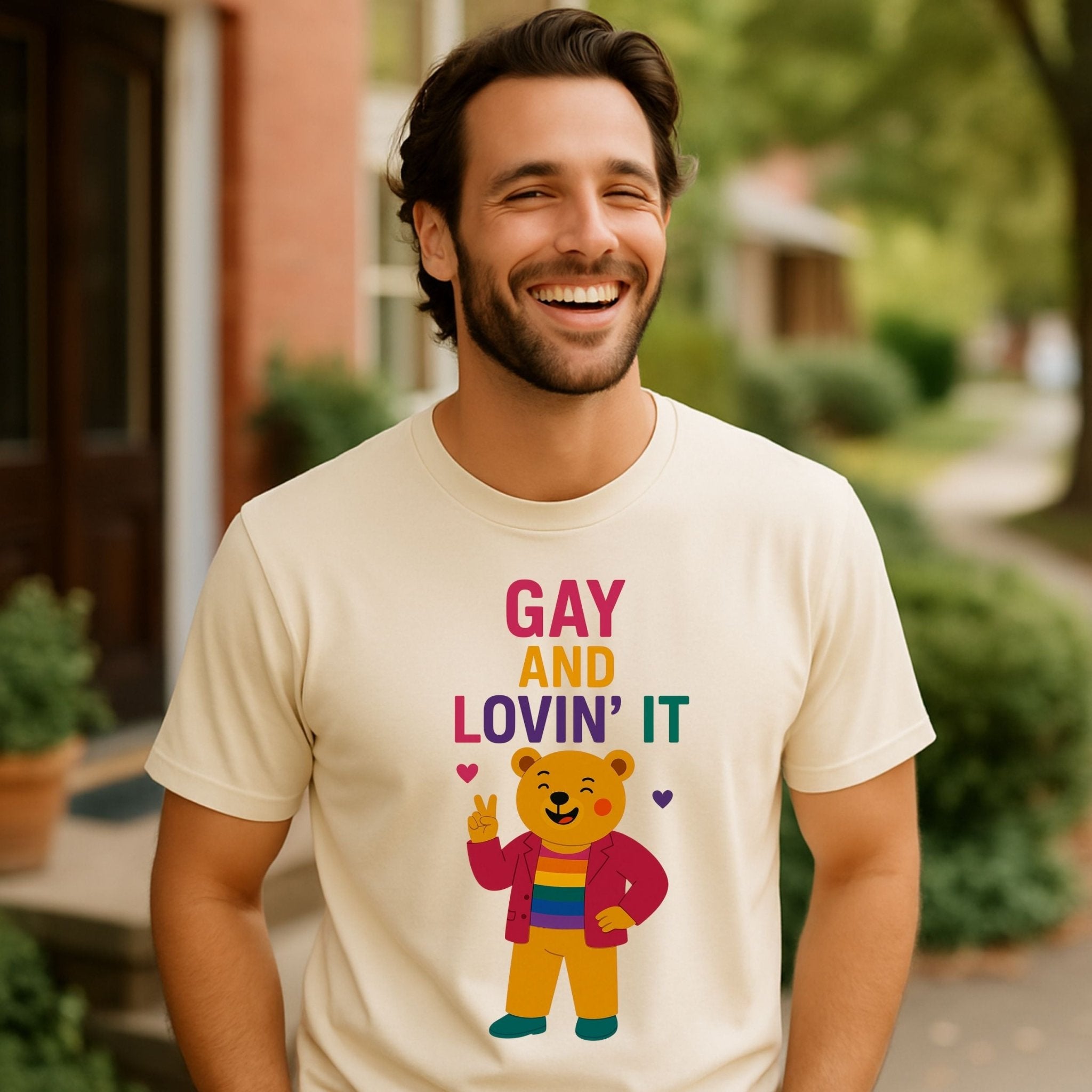 Funny Gay Pride T-Shirt,LGBTQ Tee, Playful Bear Gift for Him - Craig Michael Design